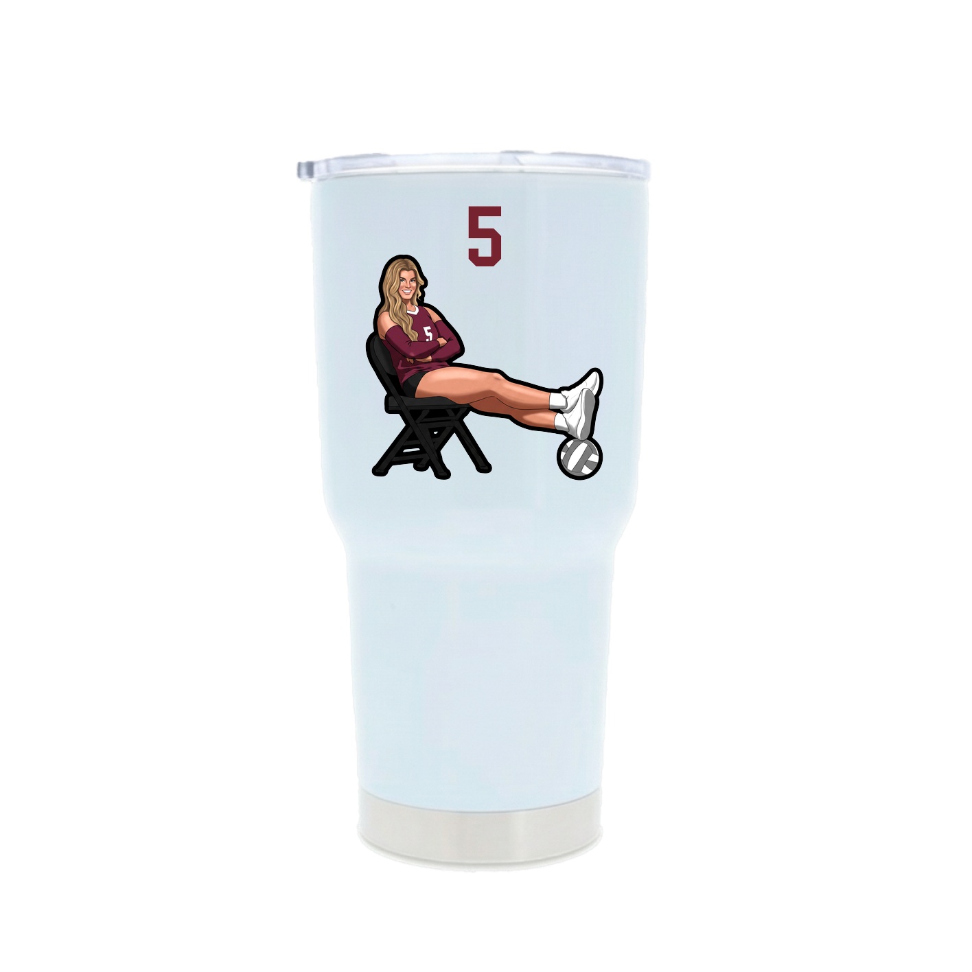 30oz Stainless Steel Tumbler — Number Top in White
