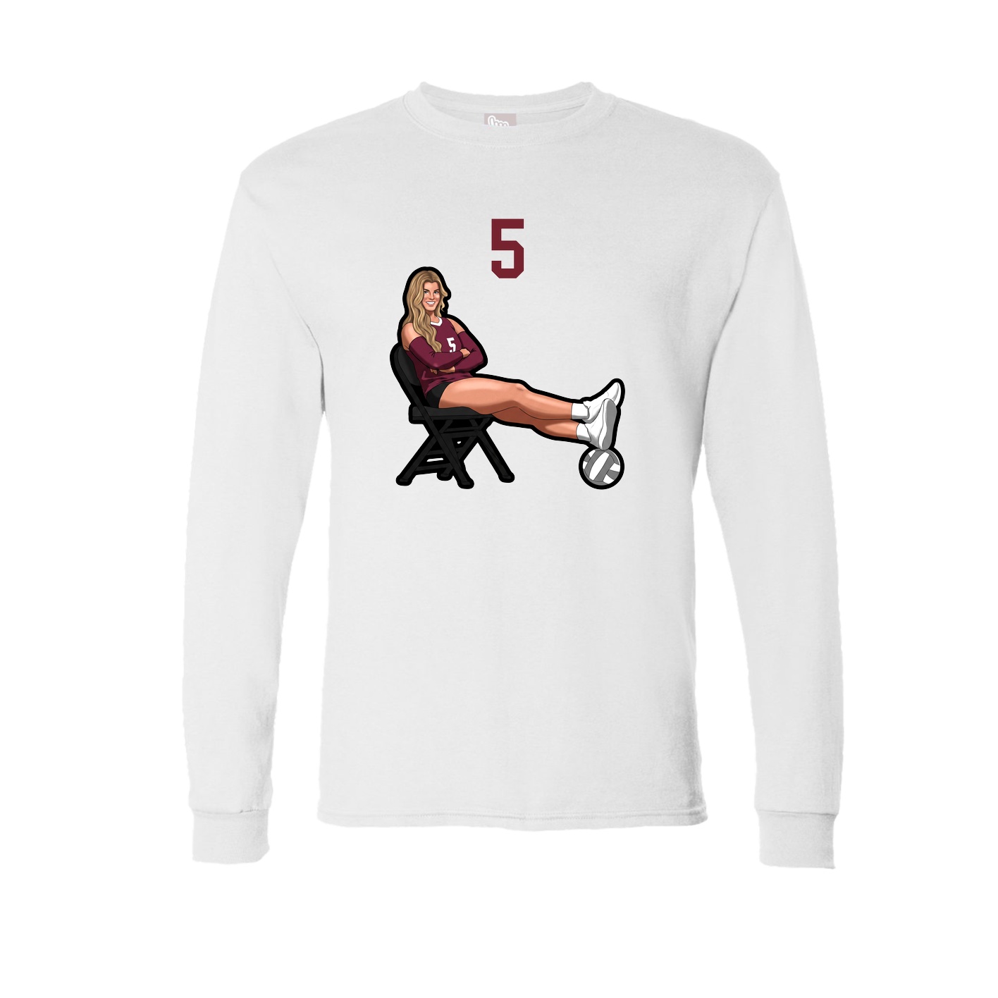 Long Sleeve Tee — Number Top in White