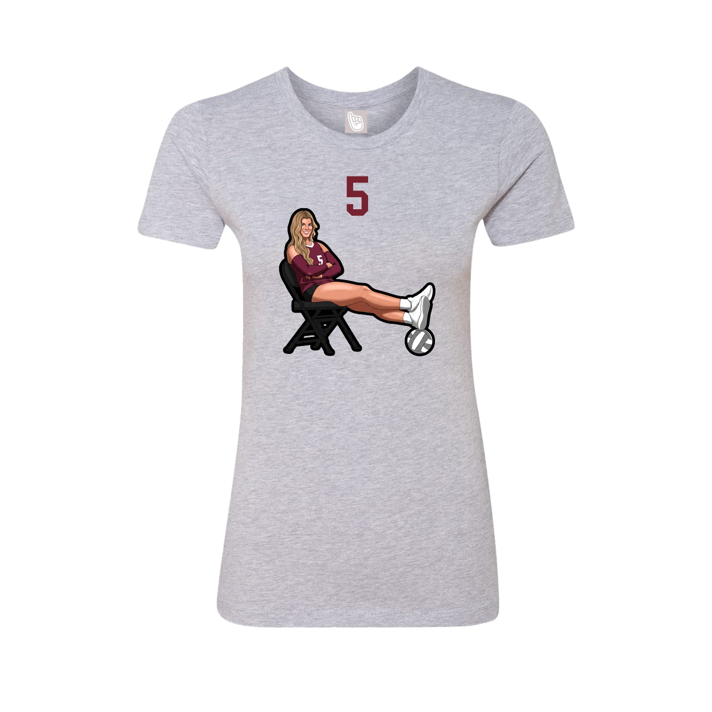 Fitted Women's Tee — Number Top in Grey