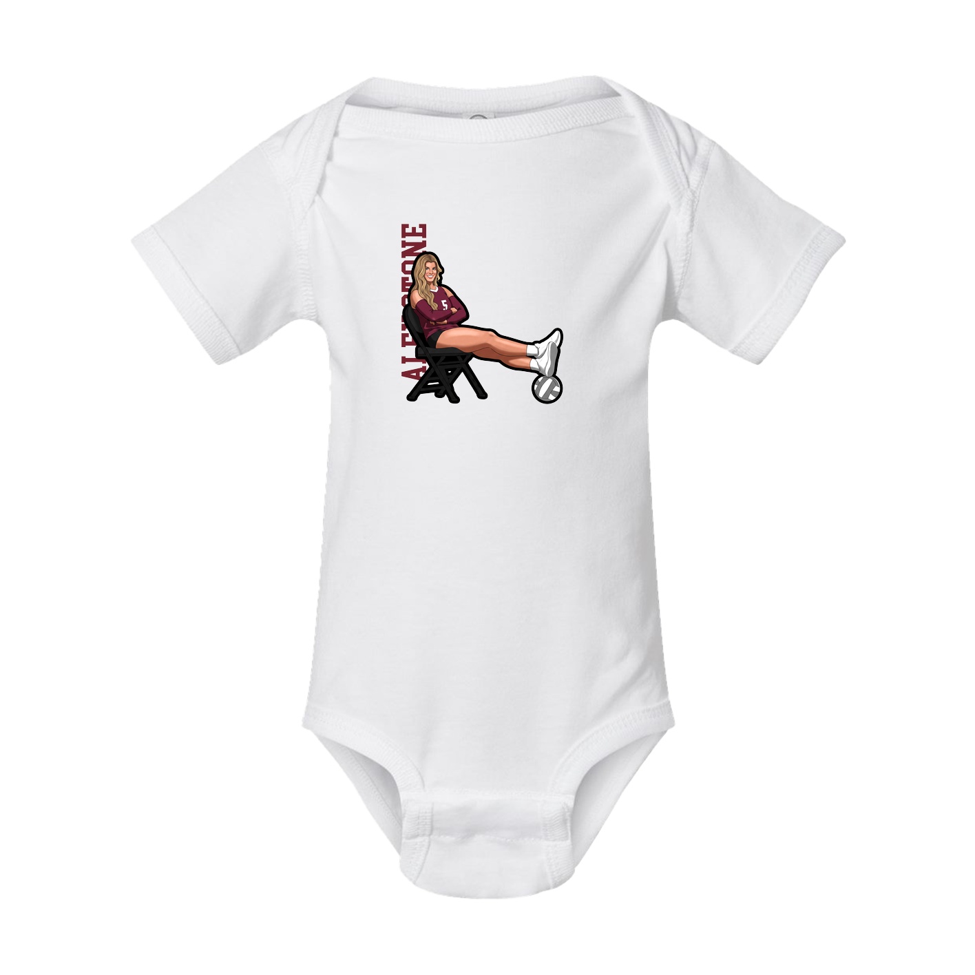 Baby Onesie — Name Vertical in White