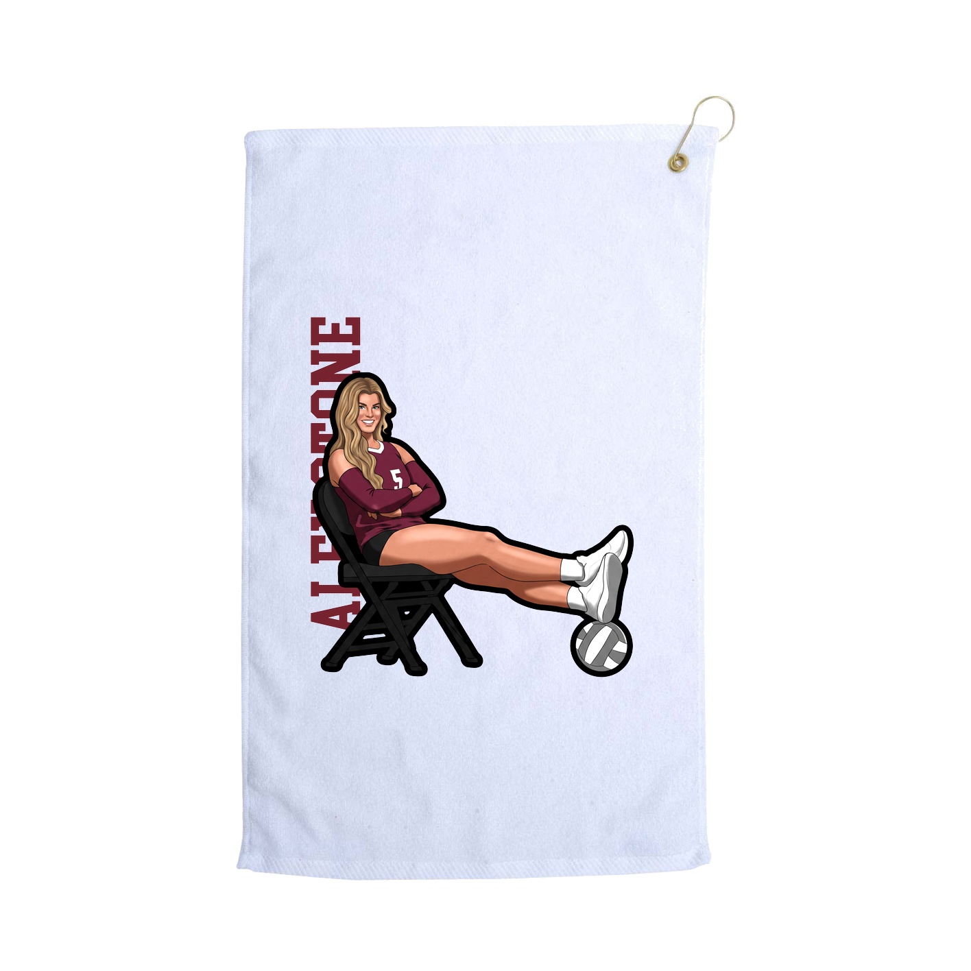 Golf Towel — Name Vertical in White