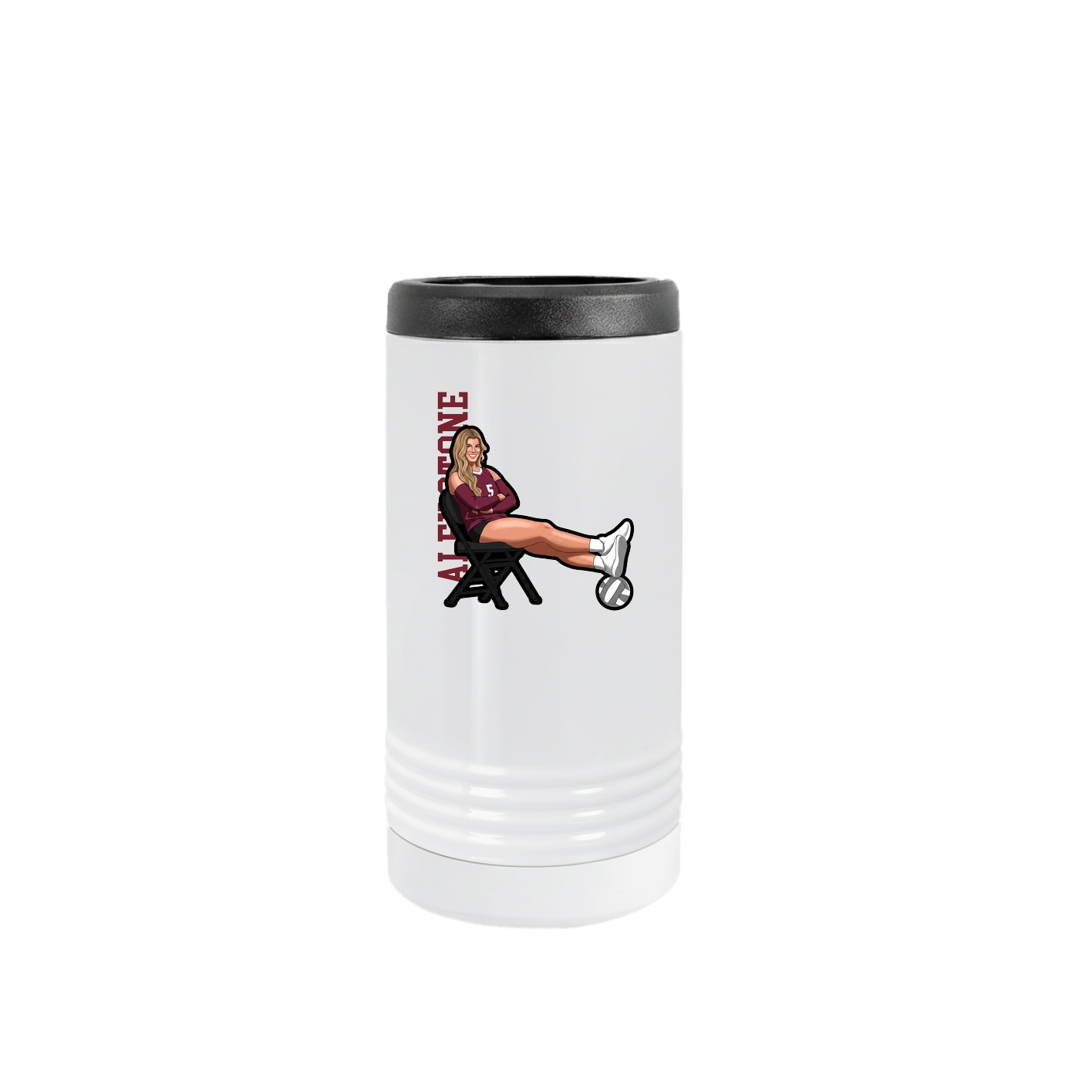 Slim Beverage Holder — Name Vertical in White