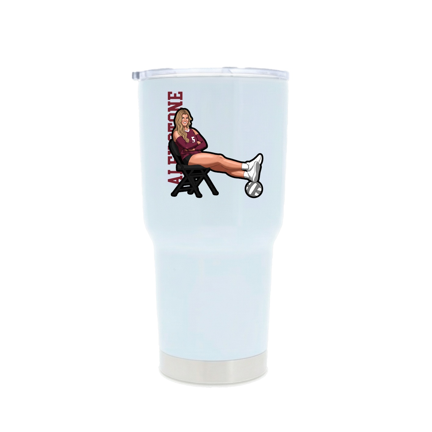 30oz Stainless Steel Tumbler — Name Vertical in White