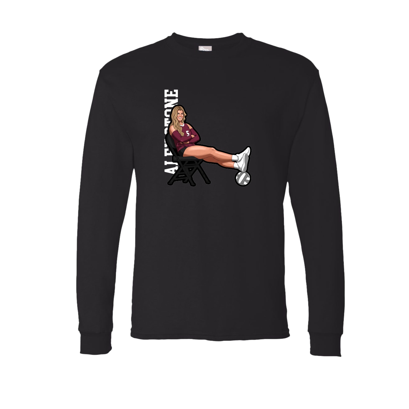 Long Sleeve Tee — Name Vertical in Black