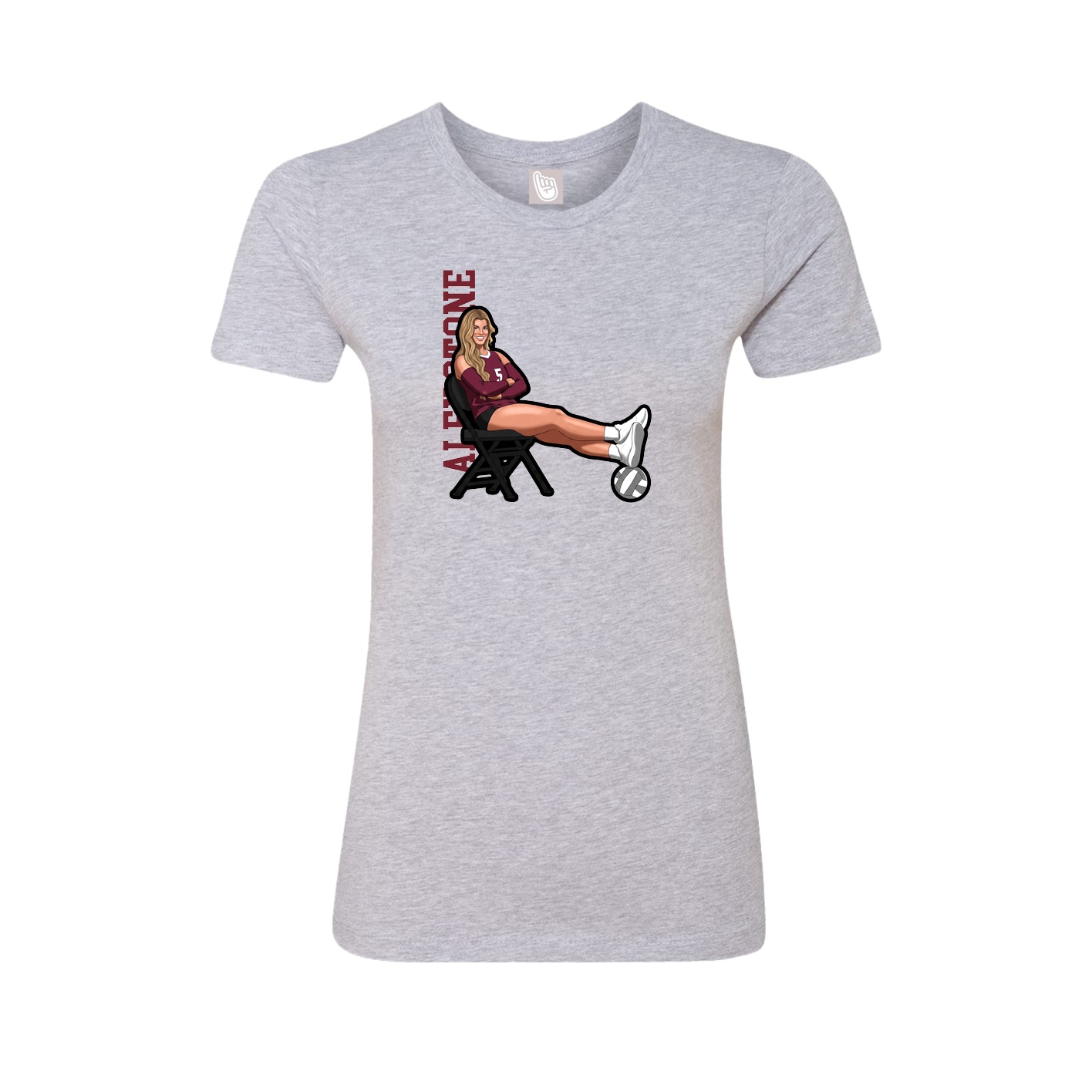 Fitted Women's Tee — Name Vertical in Grey