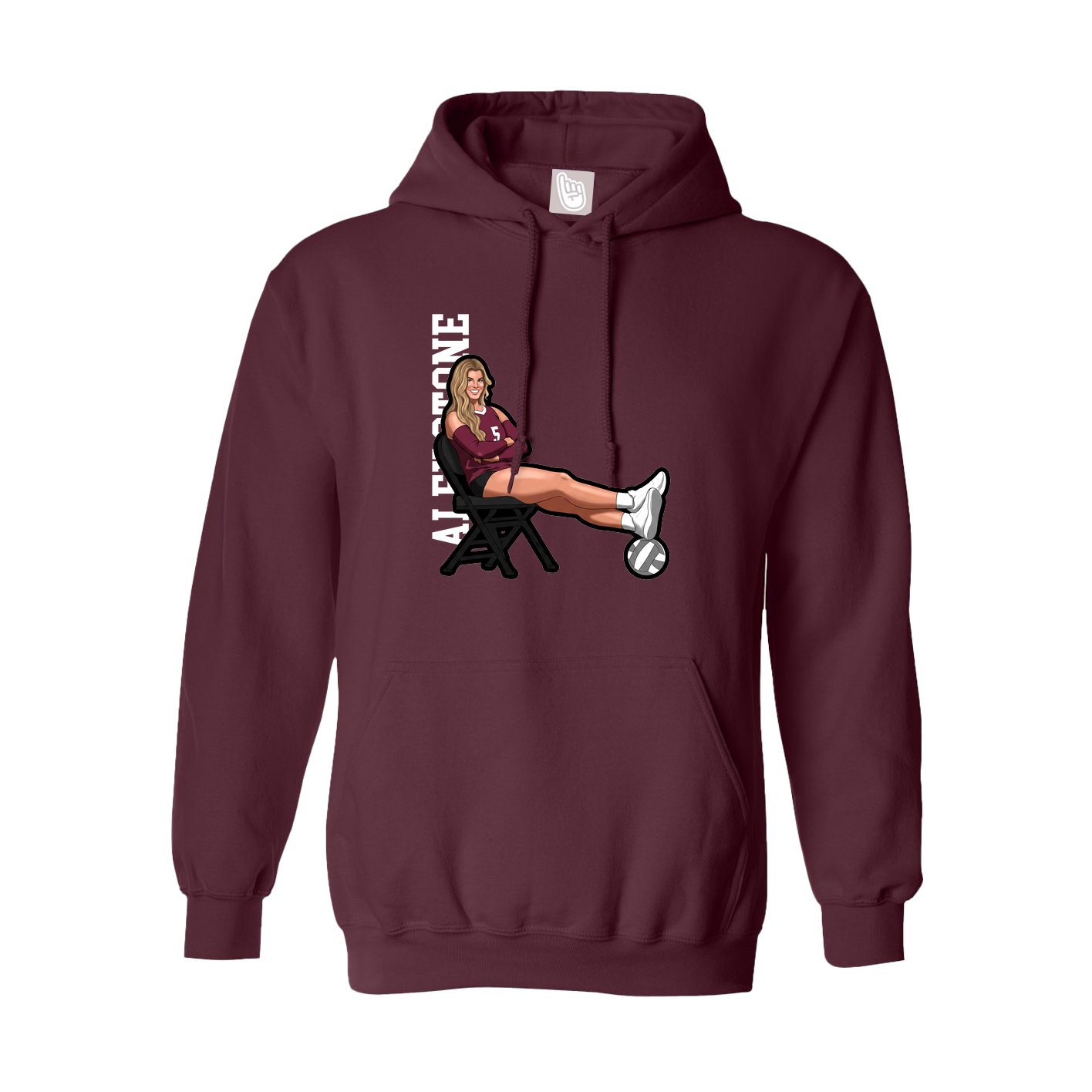 Hoodie — Name Vertical in Maroon