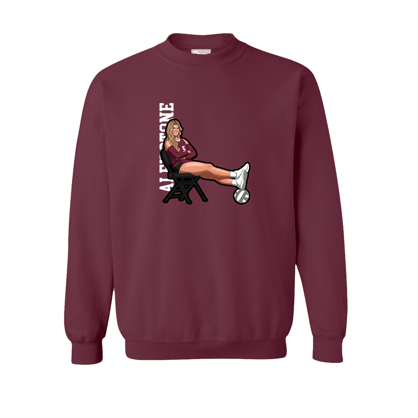 Fleece Crew — Name Vertical in Maroon