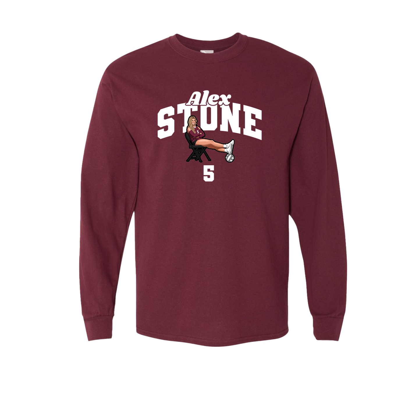 Long Sleeve Tee — Signature Arch in Maroon