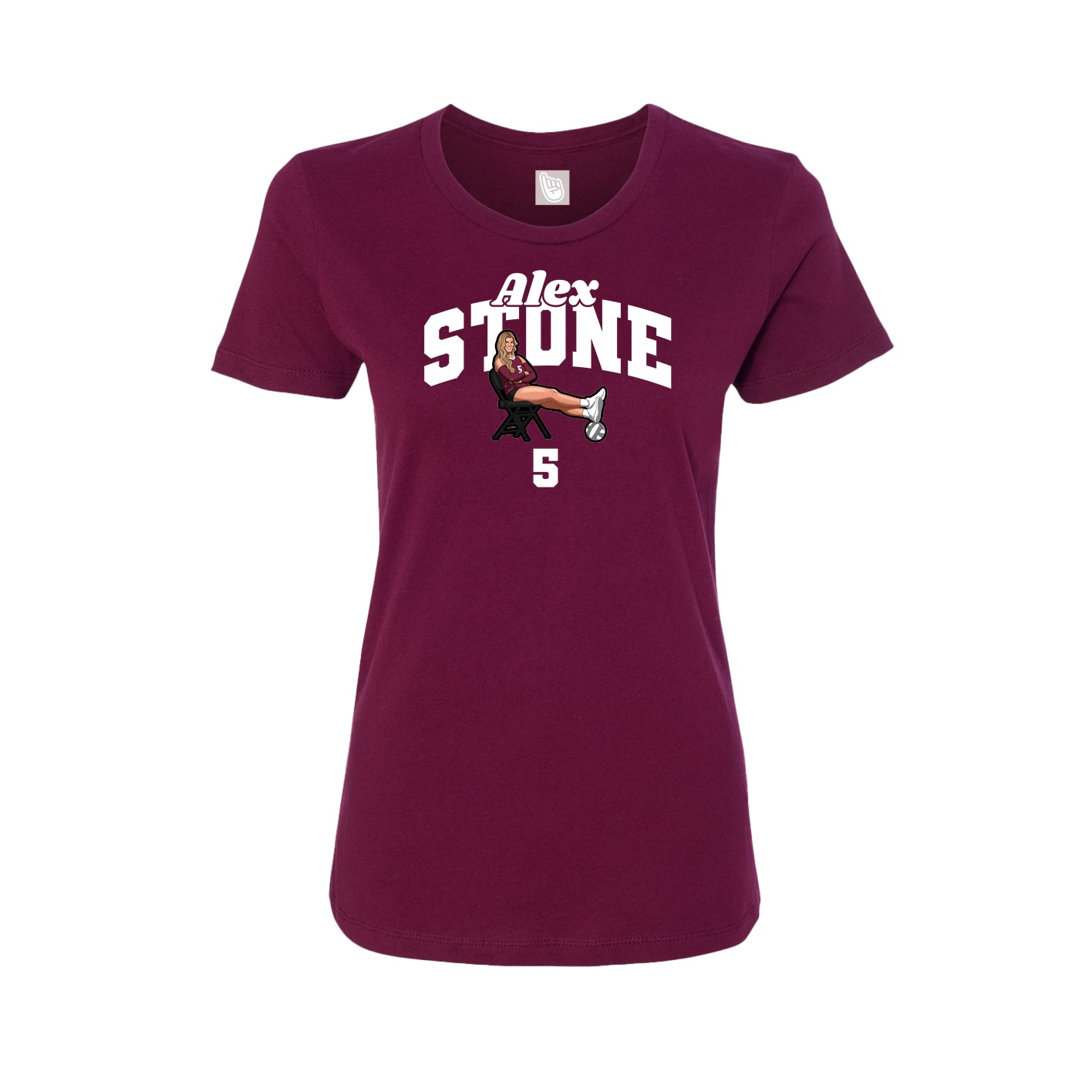 Fitted Women's Tee — Signature Arch in Maroon