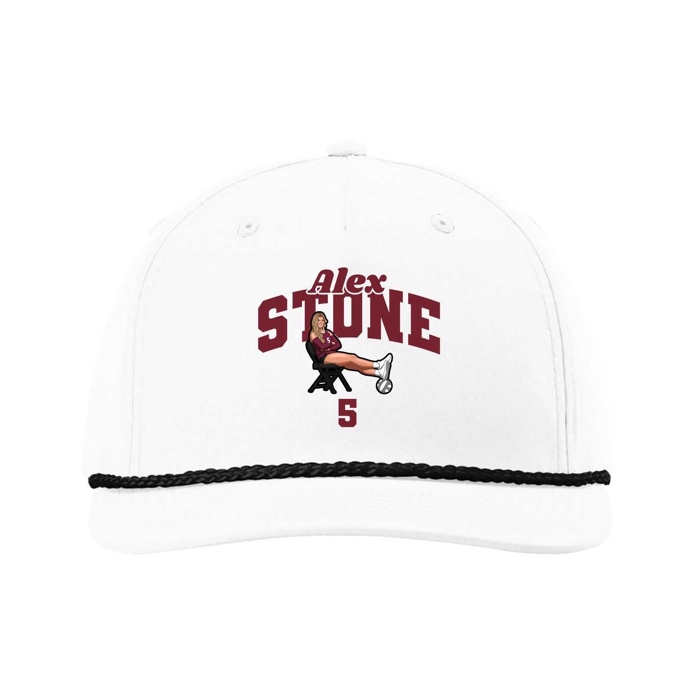 Five-Panel Classic Rope Cap — Signature Arch in White