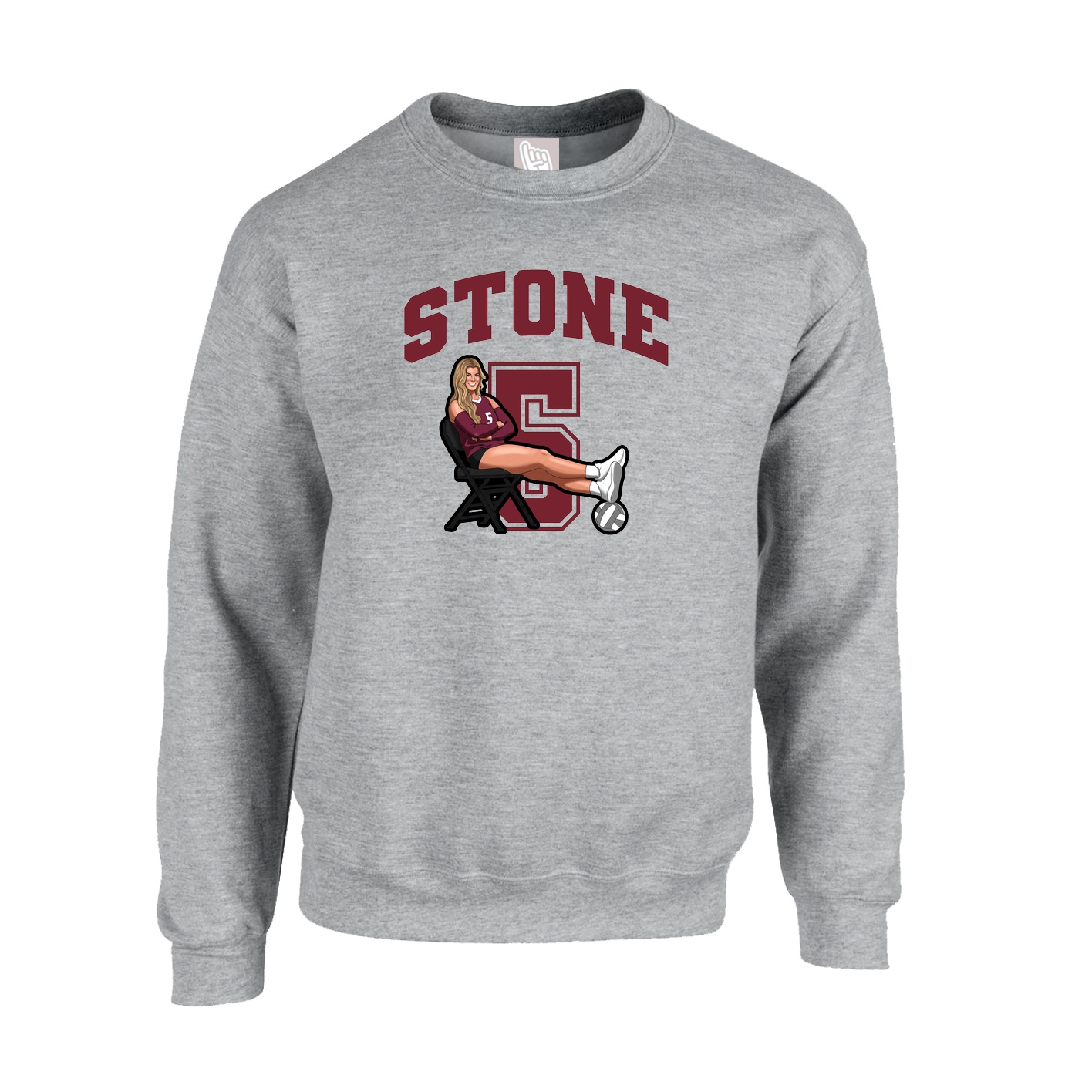 Fleece Crew — Number in Grey