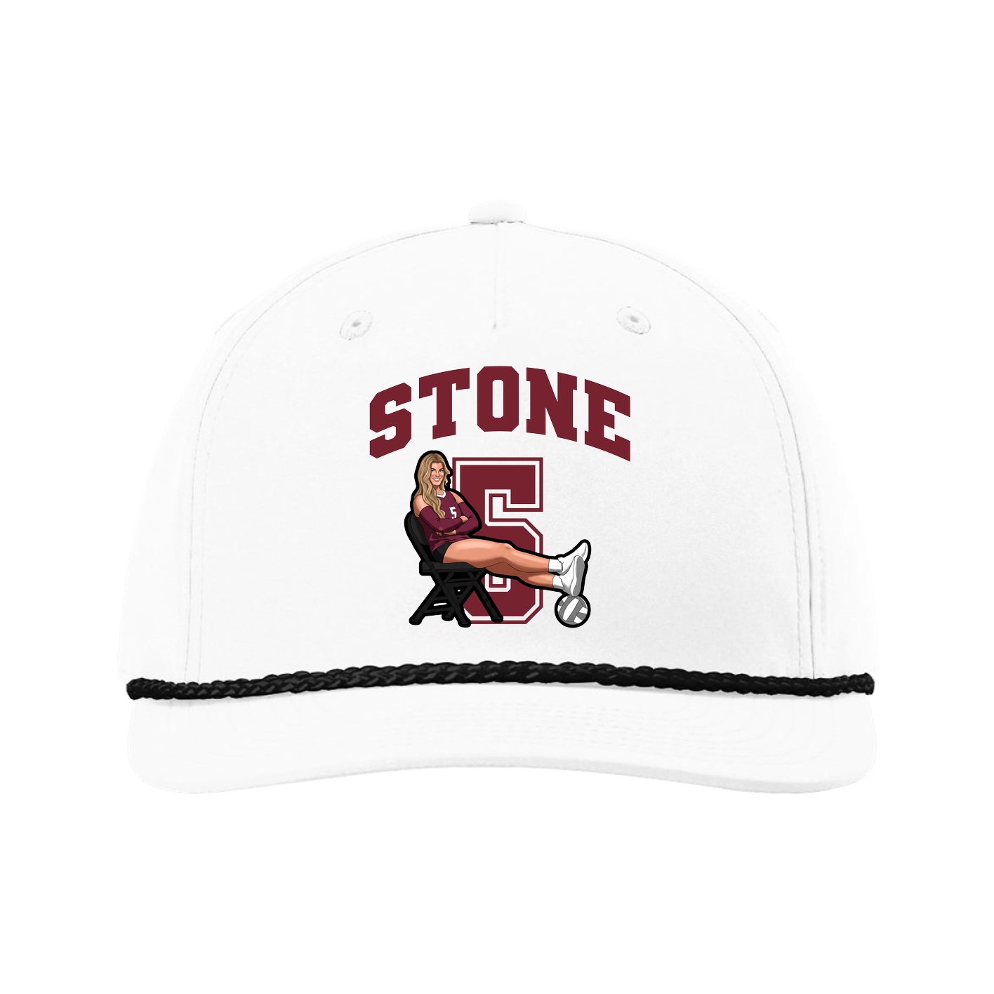Five-Panel Classic Rope Cap — Number in White