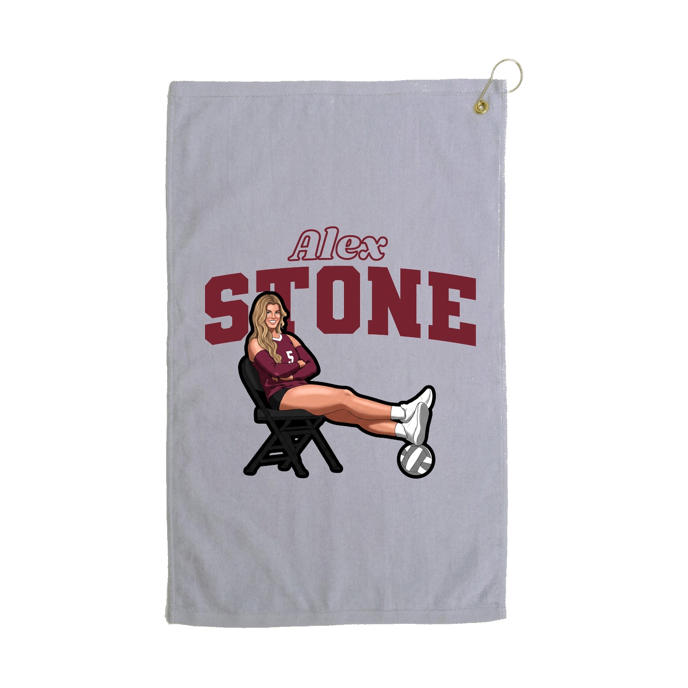 Golf Towel — Name Arch in Grey