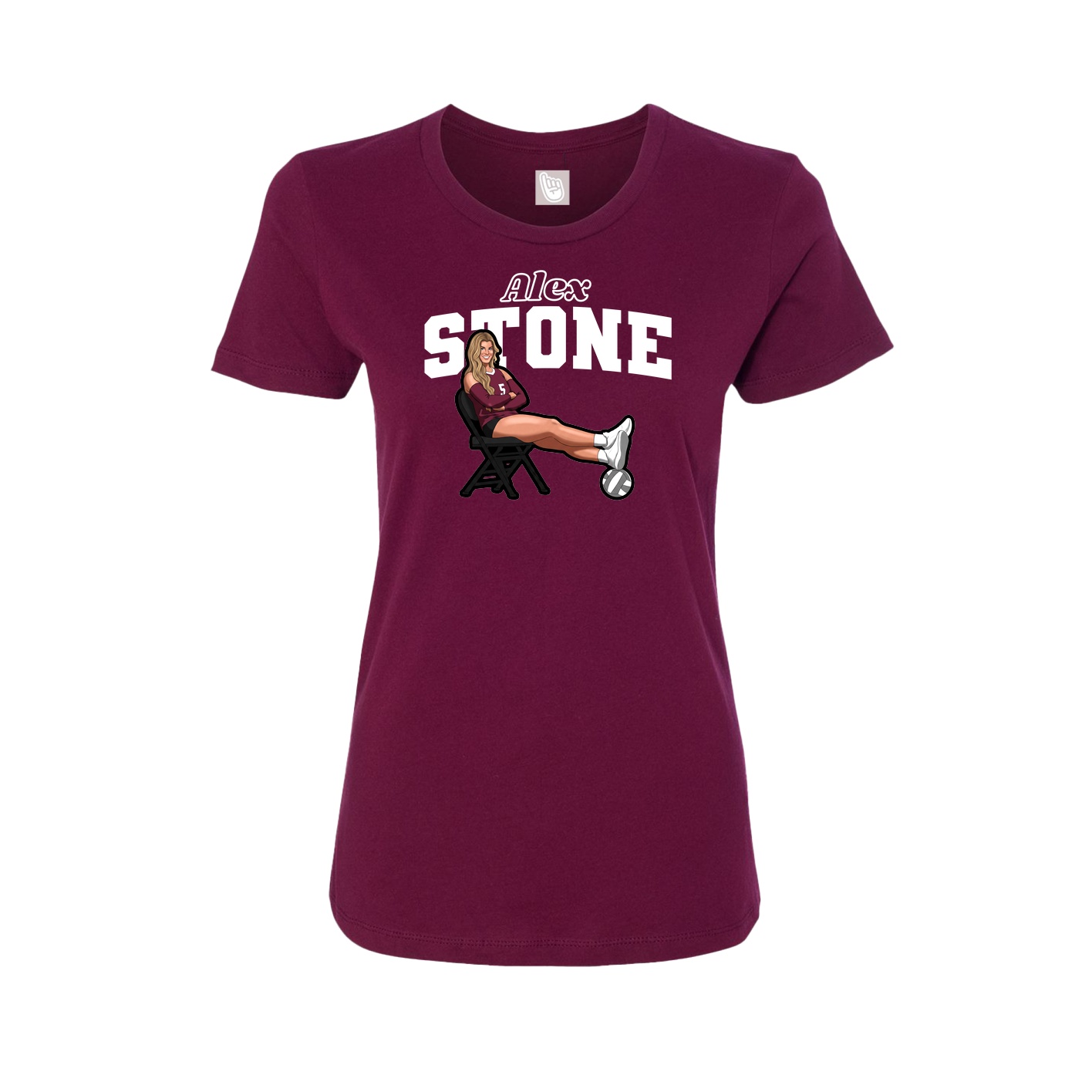 Fitted Women's Tee — Name Arch in Maroon