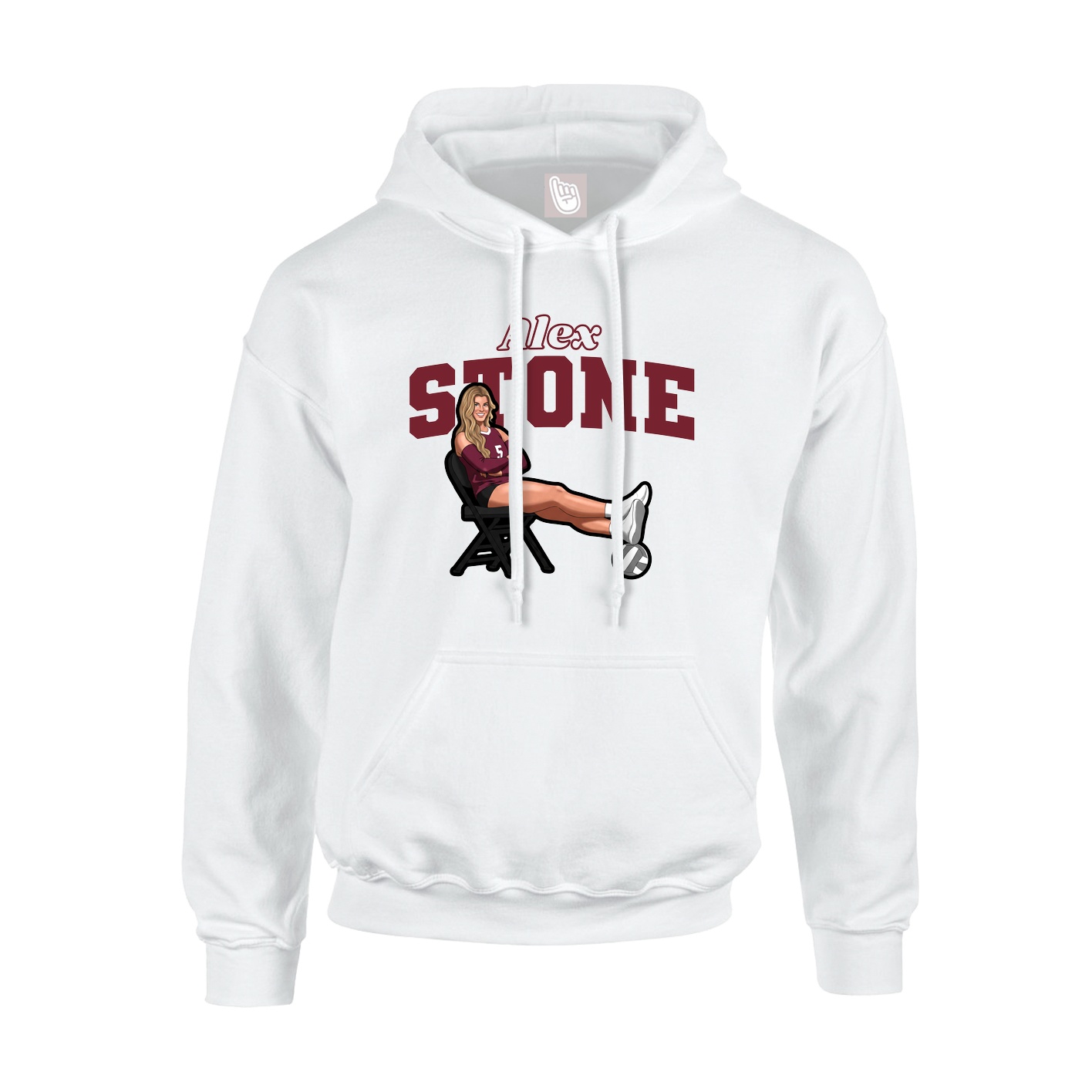 Youth Hoodie — Name Arch in White
