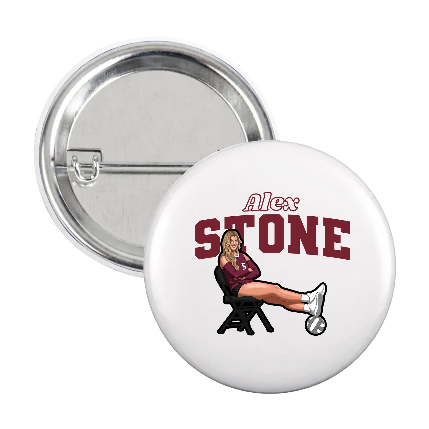 Game Day Button — Name Arch in White