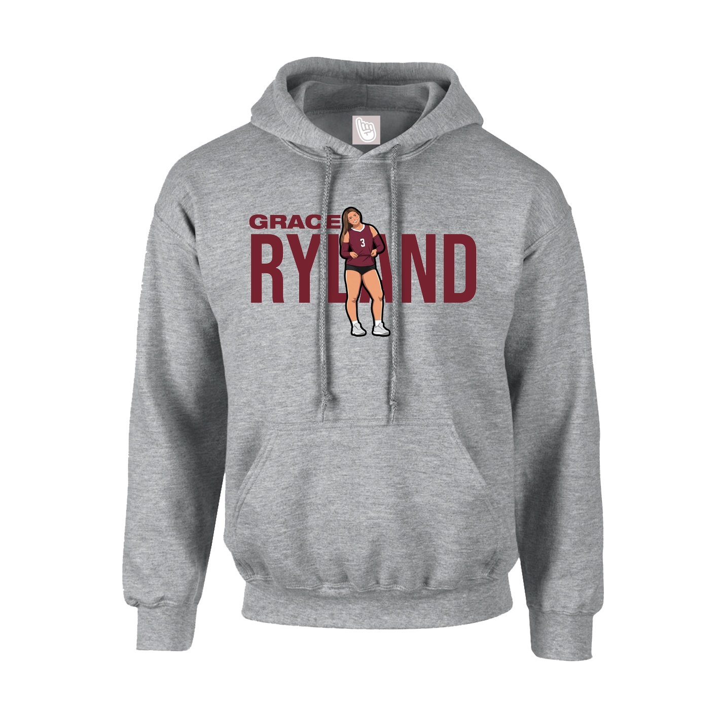 Youth Hoodie — Player Name in Grey