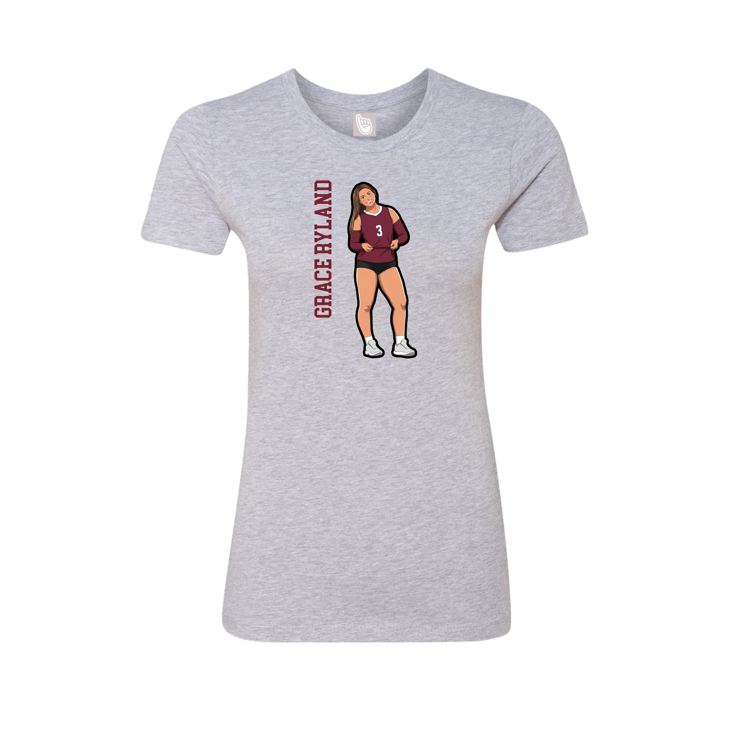 Fitted Women's Tee — Name Vertical in Grey