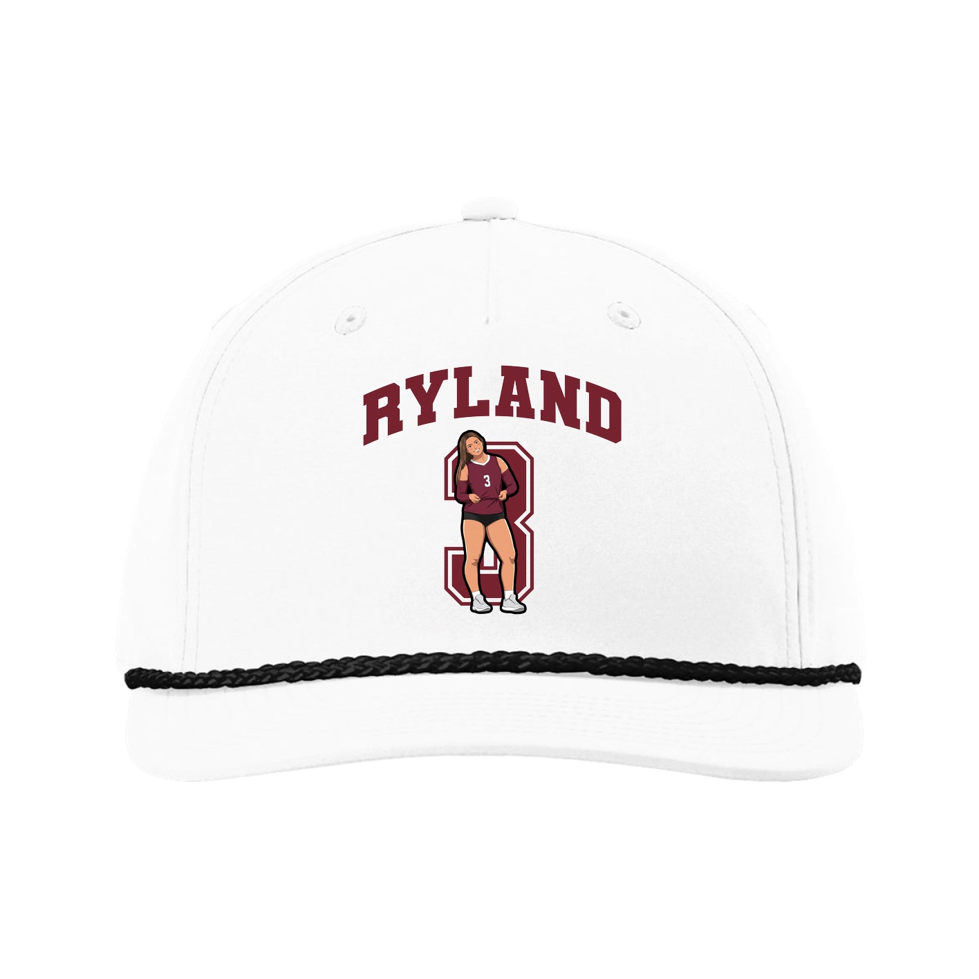 Five-Panel Classic Rope Cap — Number in White