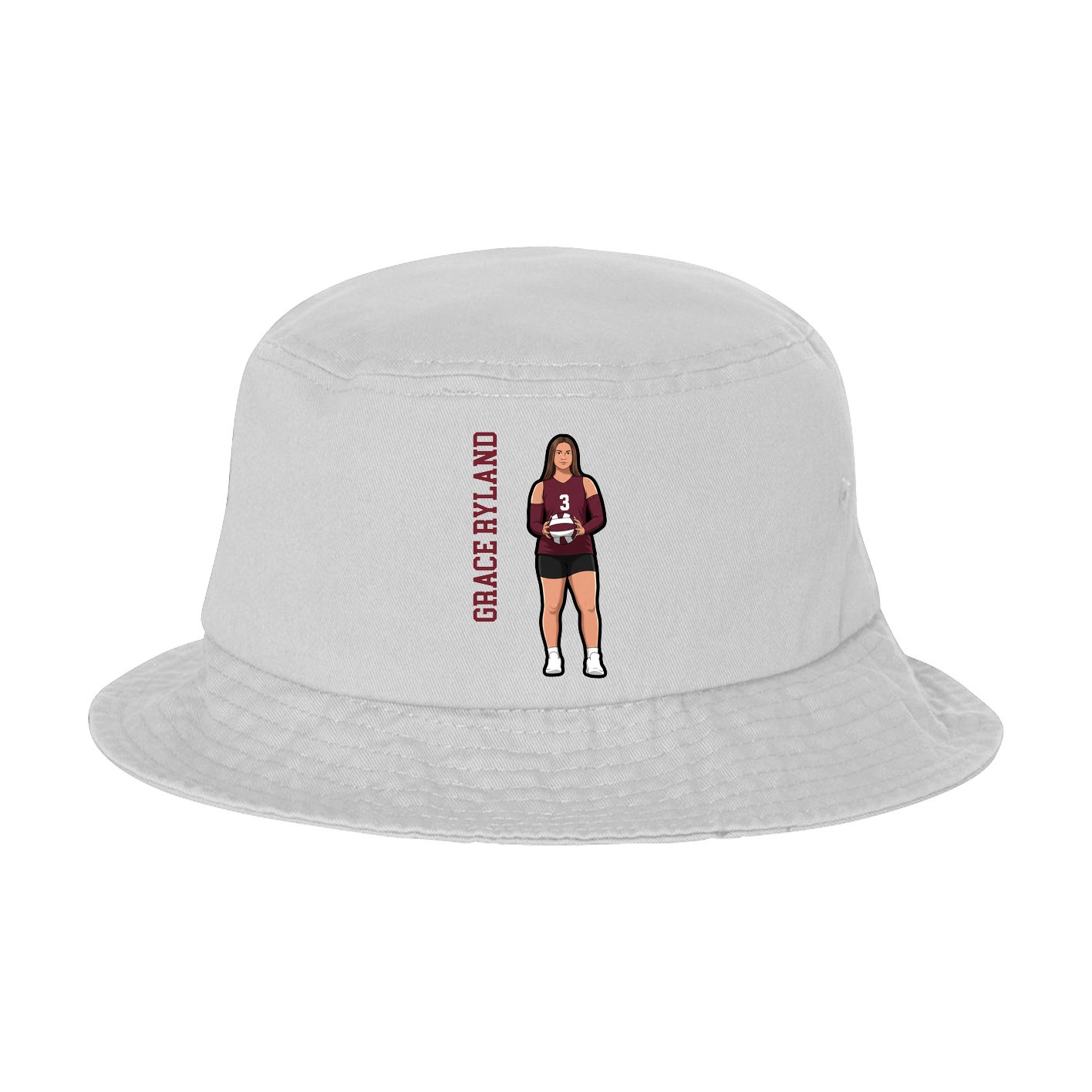Bucket Cap — Name Vertical in White