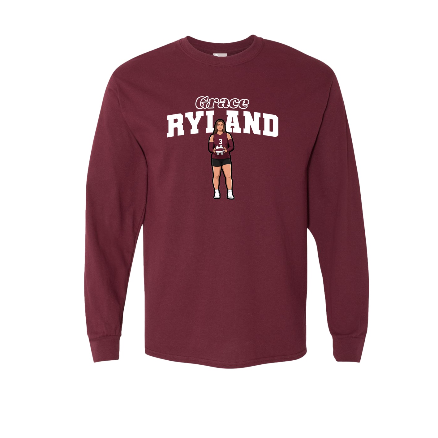 Long Sleeve Tee — Name Arch in Maroon