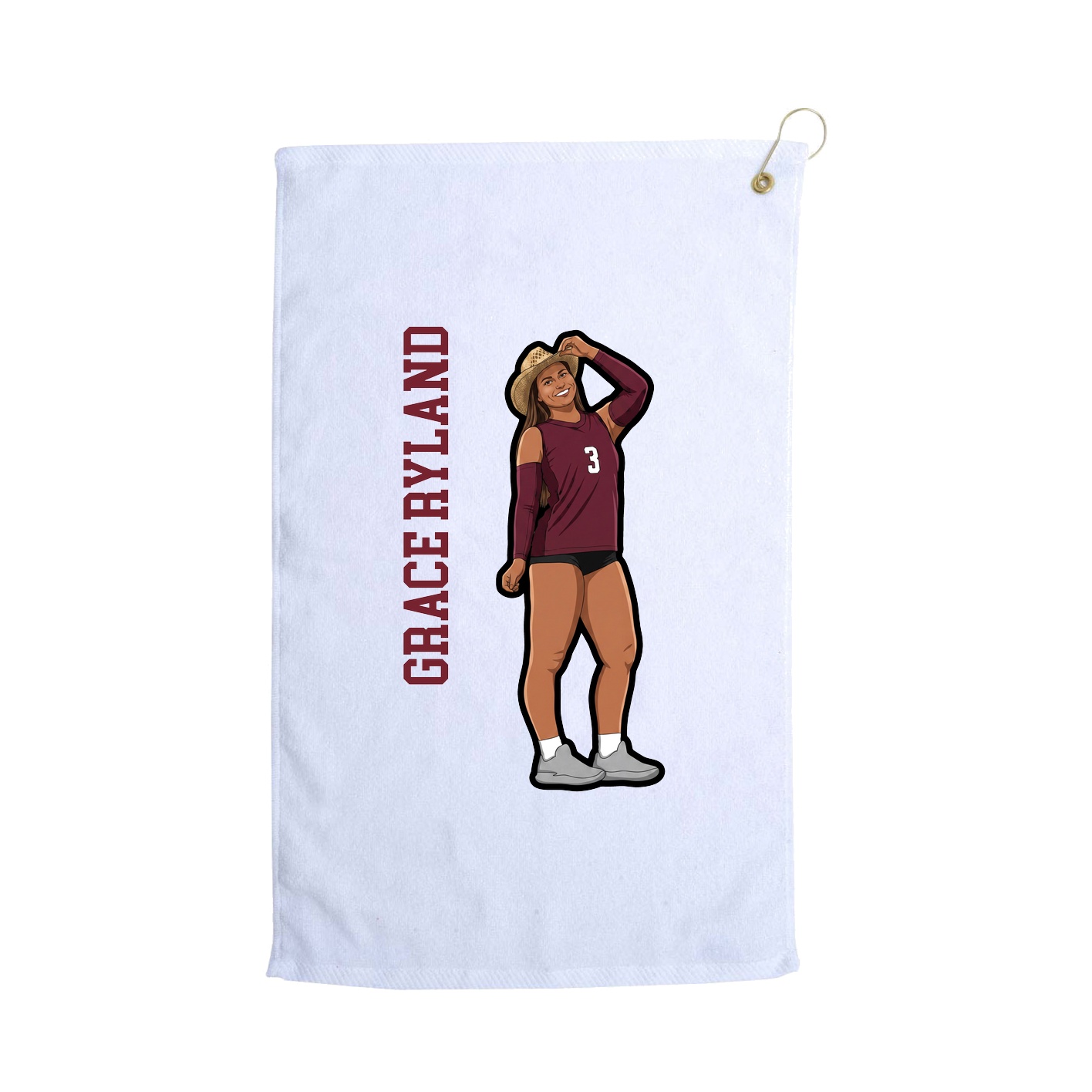 Golf Towel — Name Vertical in White