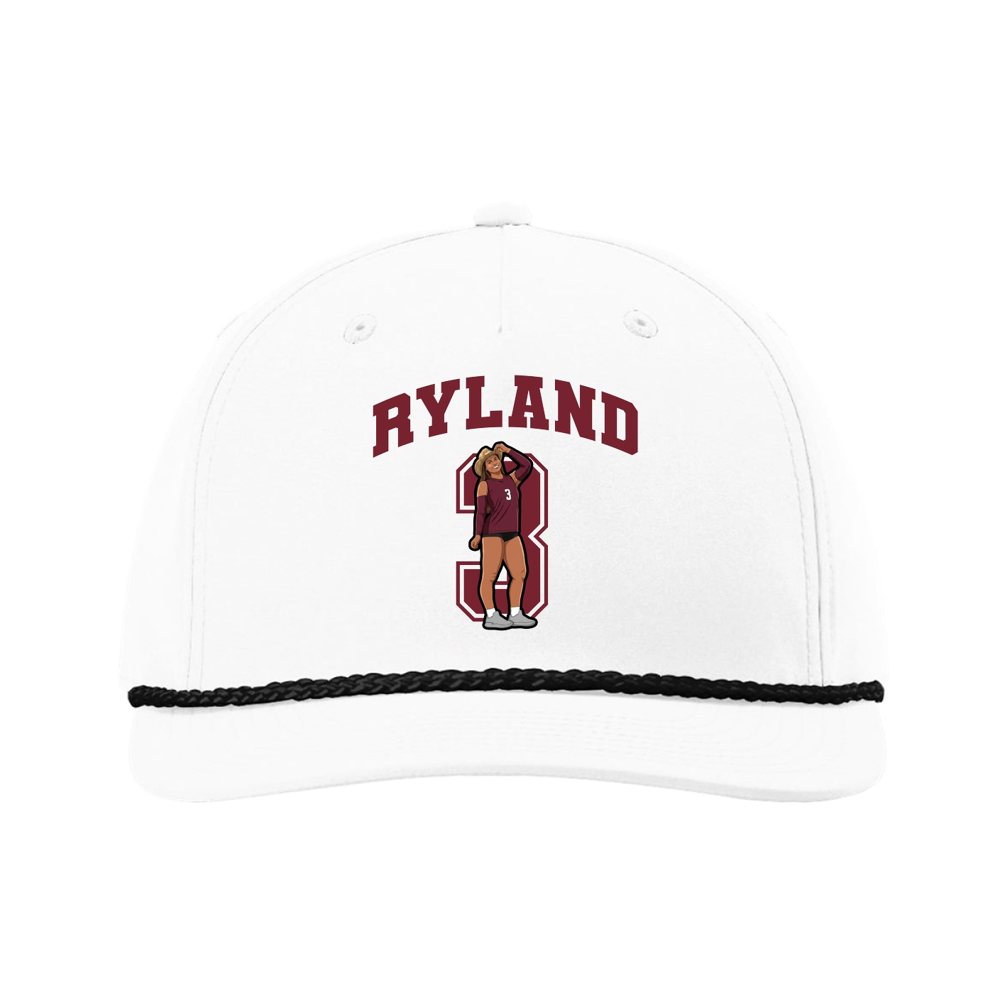 Five-Panel Classic Rope Cap — Number in White