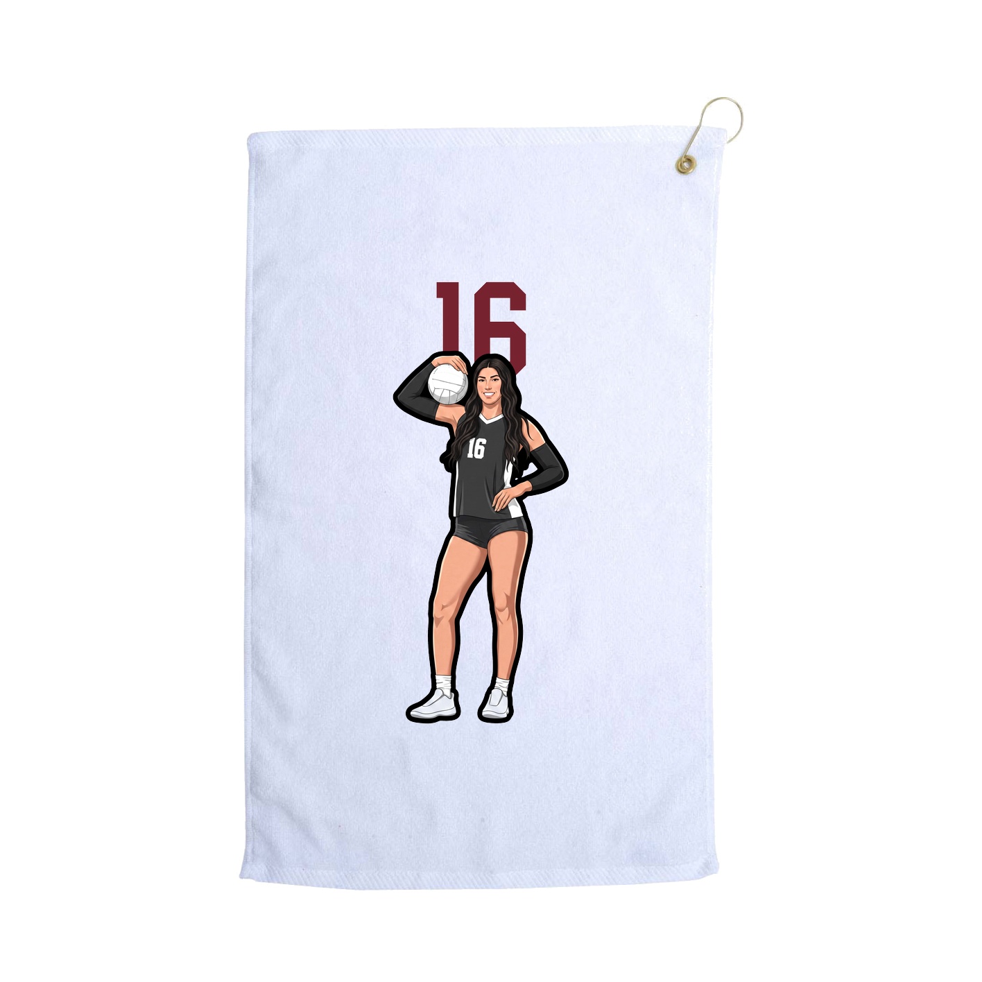 Golf Towel — Number Top in White