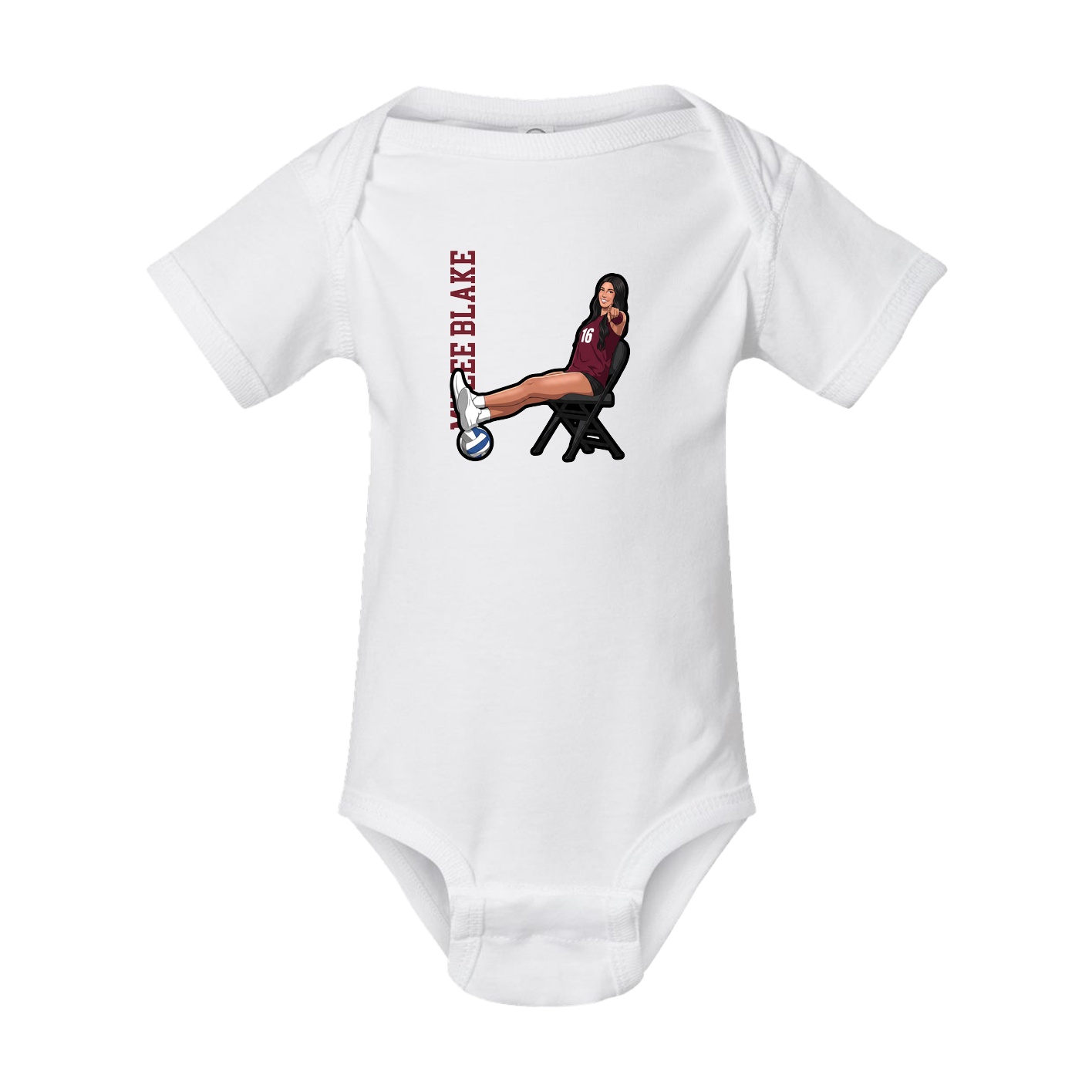 Baby Onesie — Name Vertical in White