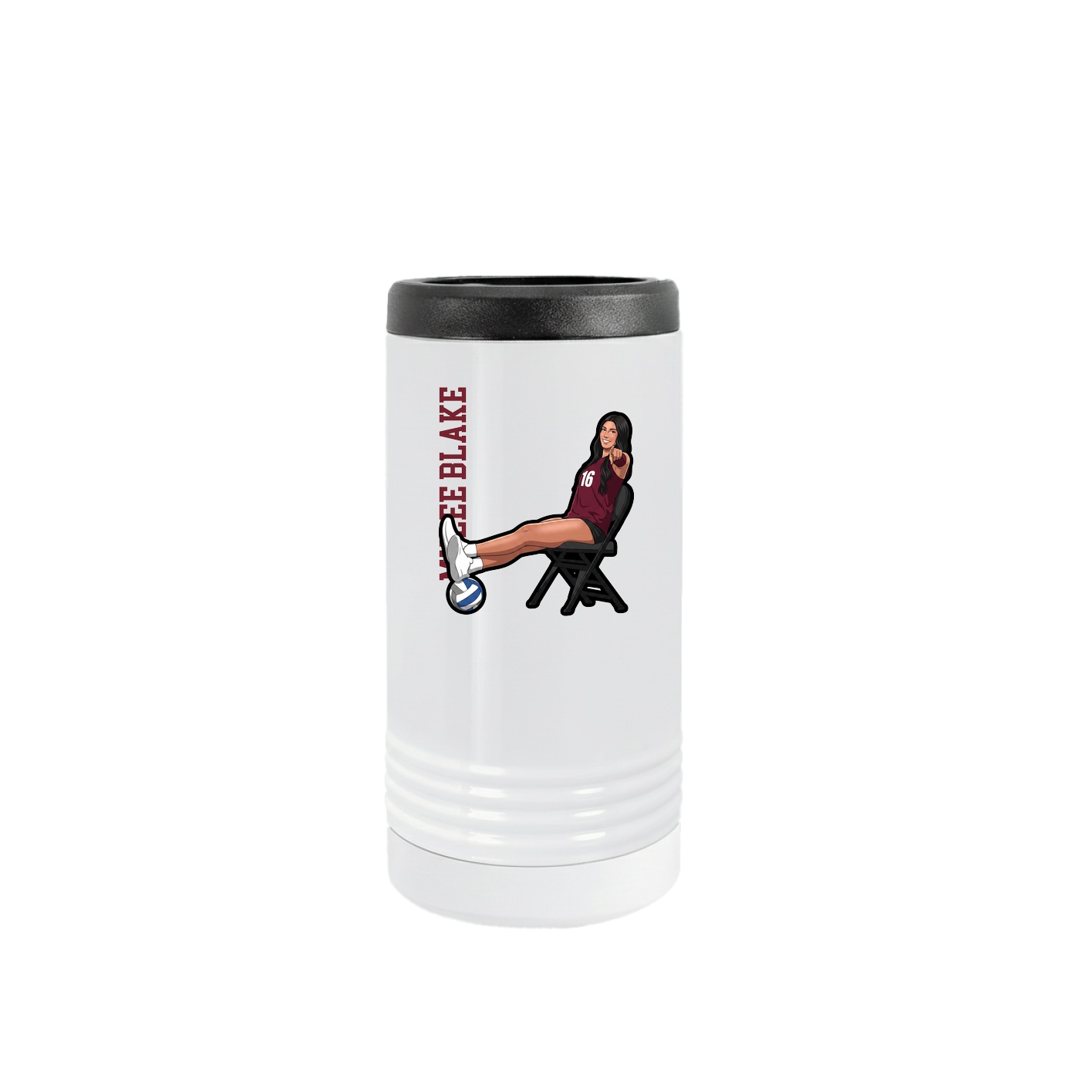 Slim Beverage Holder — Name Vertical in White