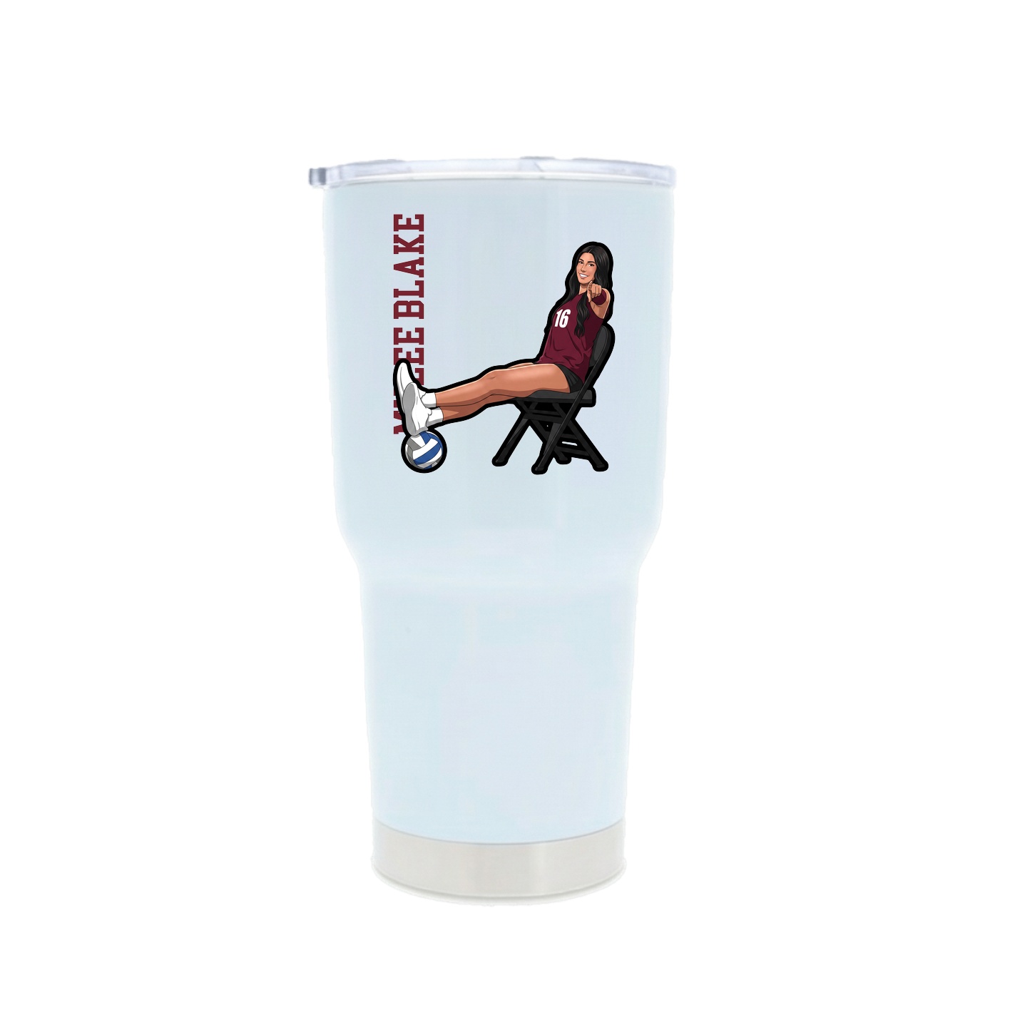 30oz Stainless Steel Tumbler — Name Vertical in White