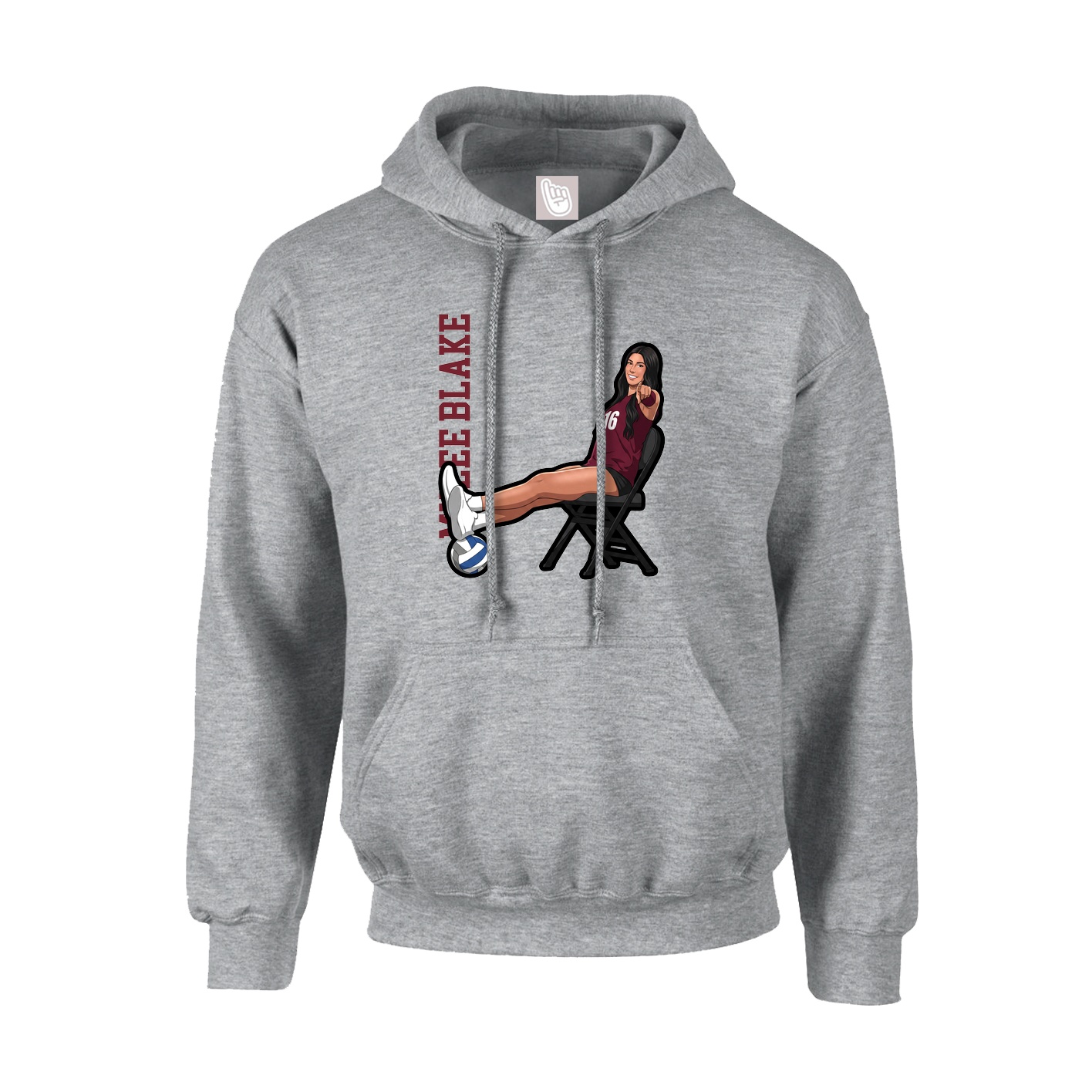 Hoodie — Name Vertical in Grey
