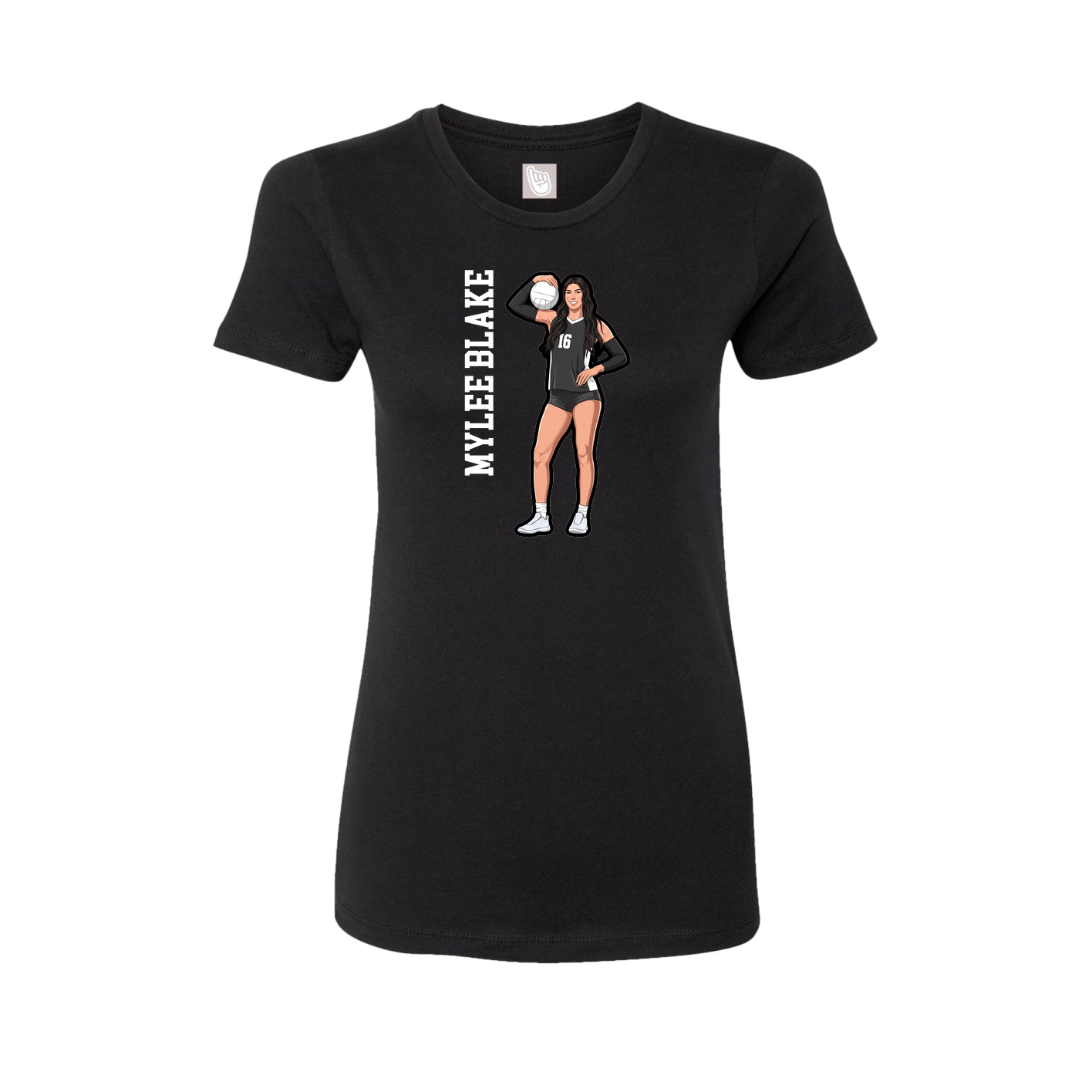 Fitted Women's Tee — Name Vertical in Black