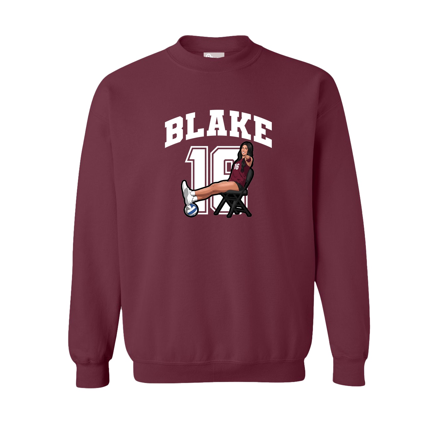 Fleece Crew — Number in Maroon