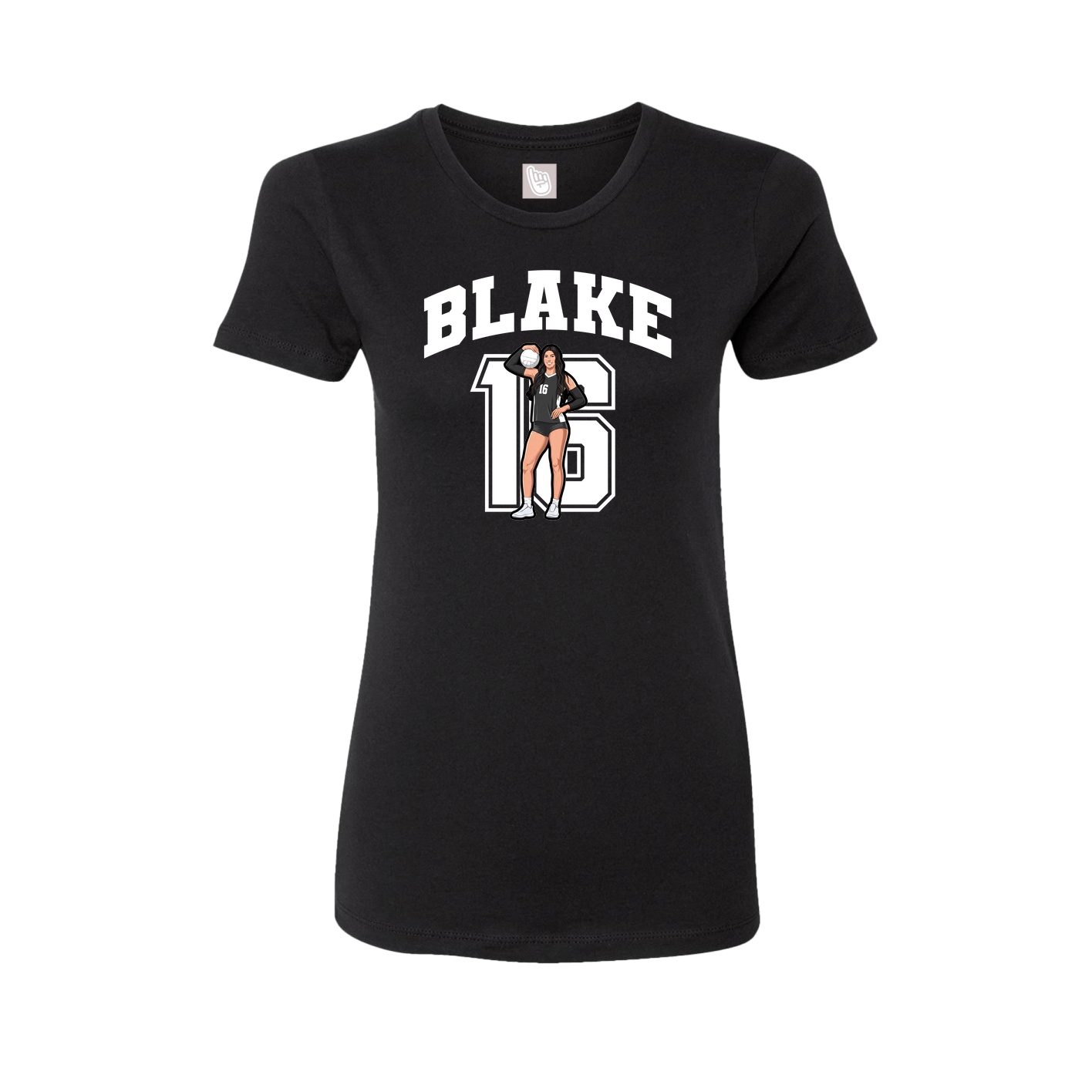 Fitted Women's Tee — Number in Black