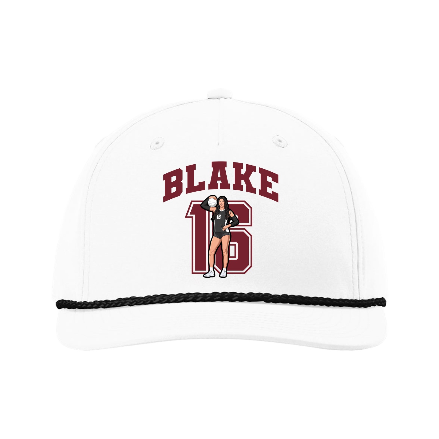 Five-Panel Classic Rope Cap — Number in White