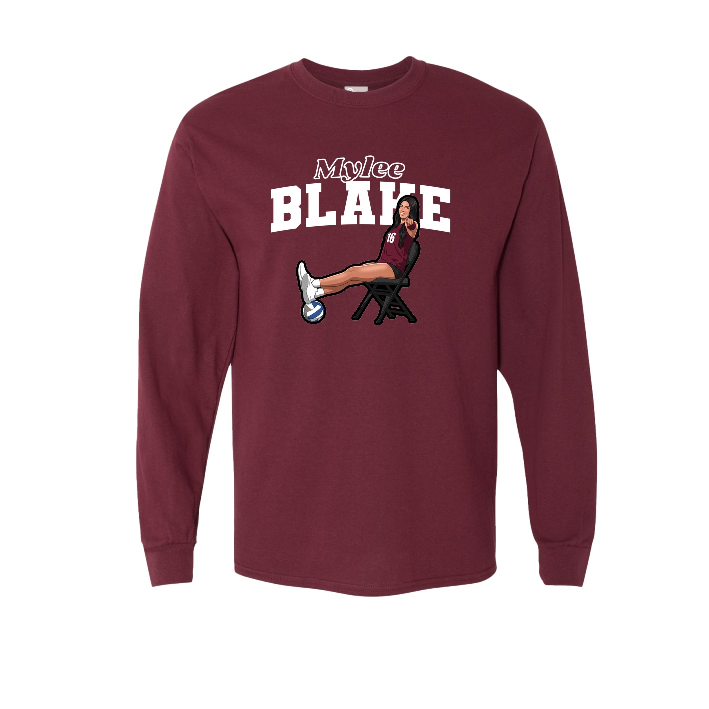 Long Sleeve Tee — Name Arch in Maroon