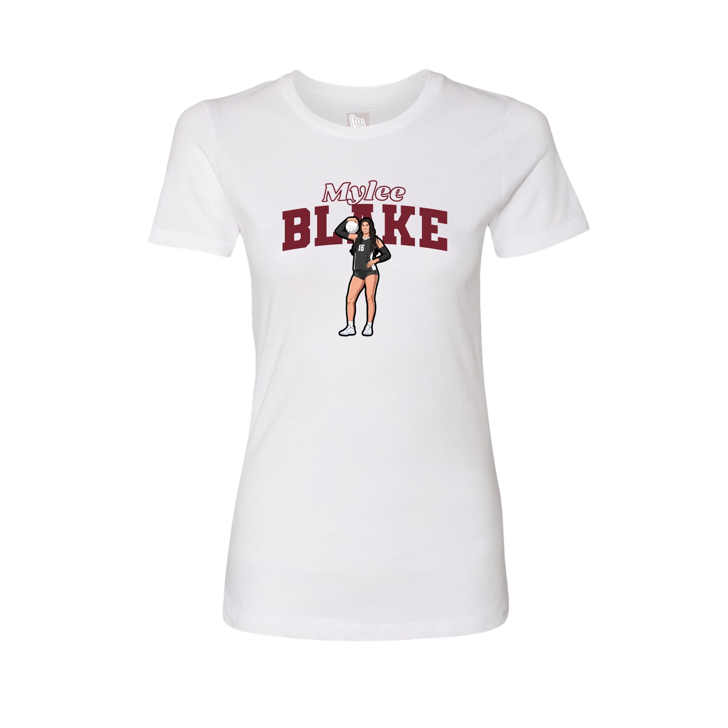 Fitted Women's Tee — Name Arch in White