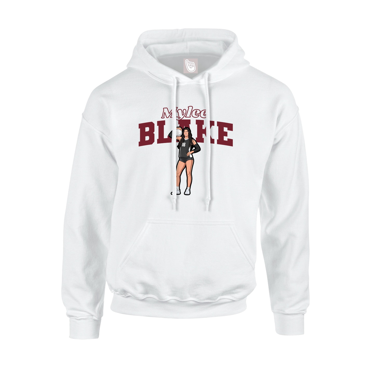 Youth Hoodie — Name Arch in White