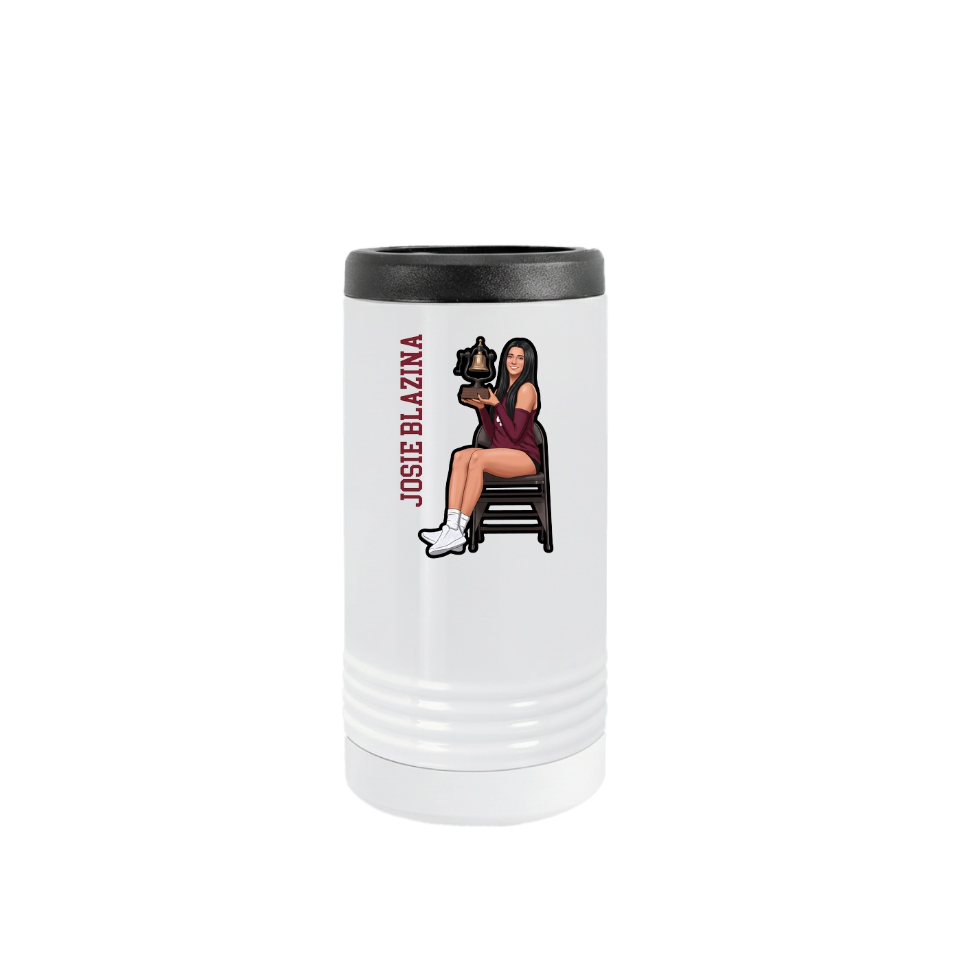 Slim Beverage Holder — Name Vertical in White