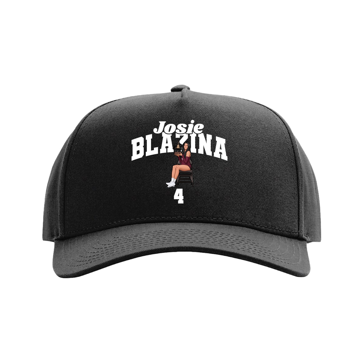Full Fabric Five-Panel Champ Cap — Signature Arch in Black
