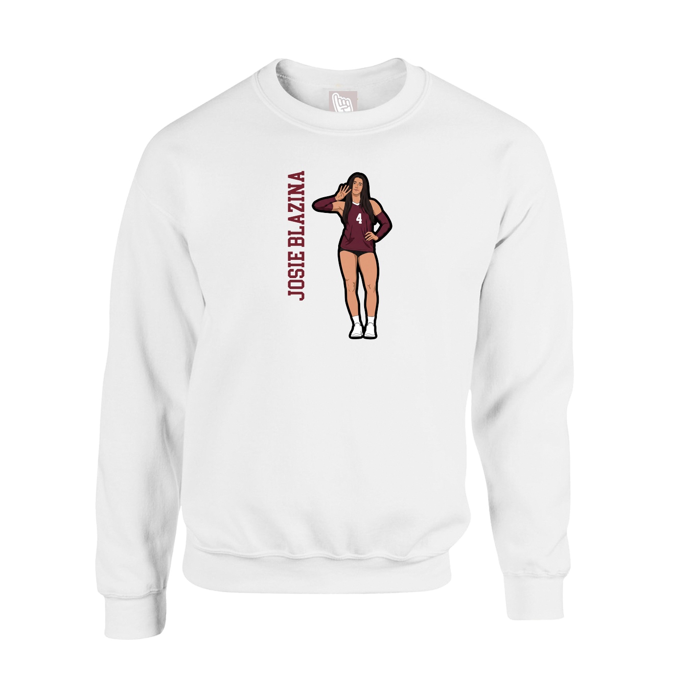 Fleece Crew — Name Vertical in White