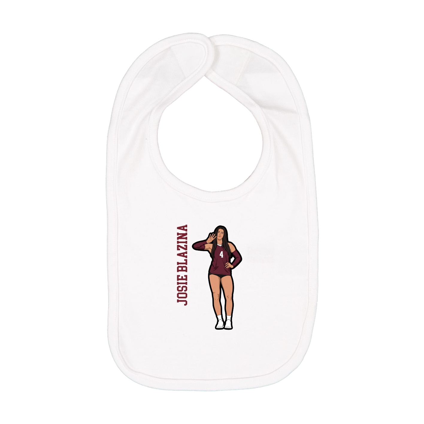 Infant Bib — Name Vertical in White