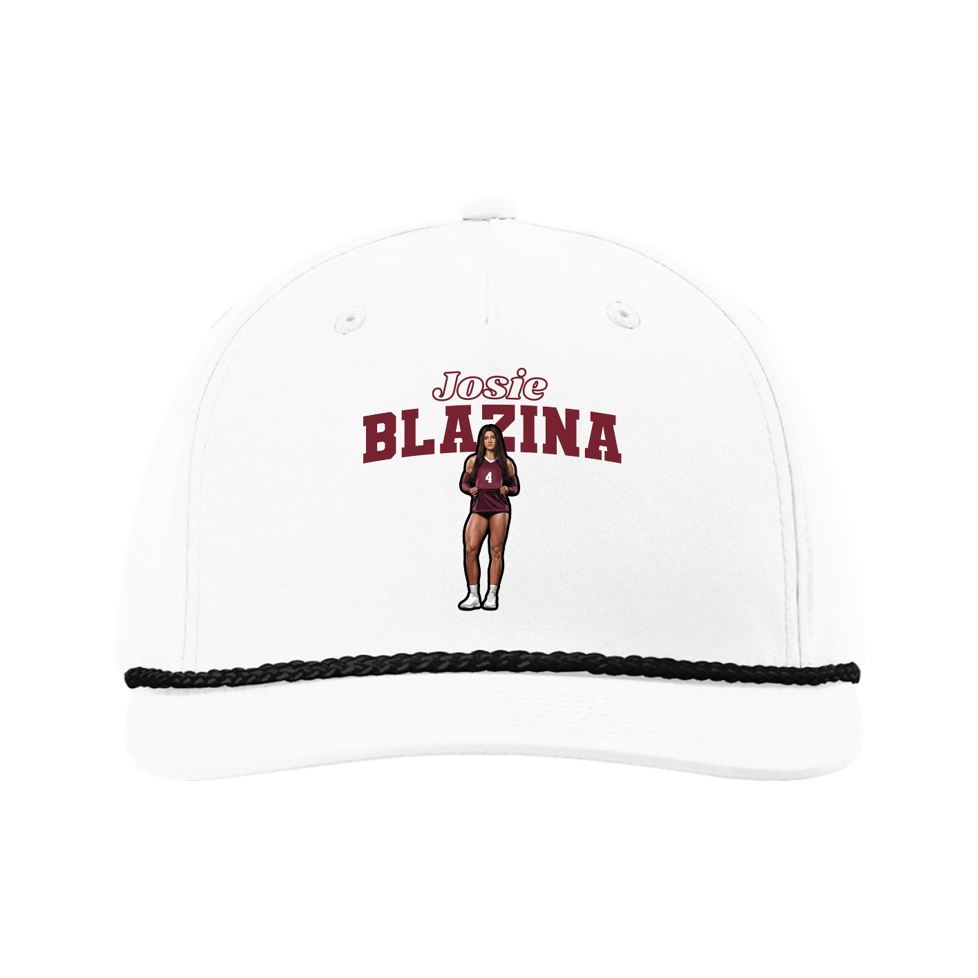 Five-Panel Classic Rope Cap — Name Arch in White