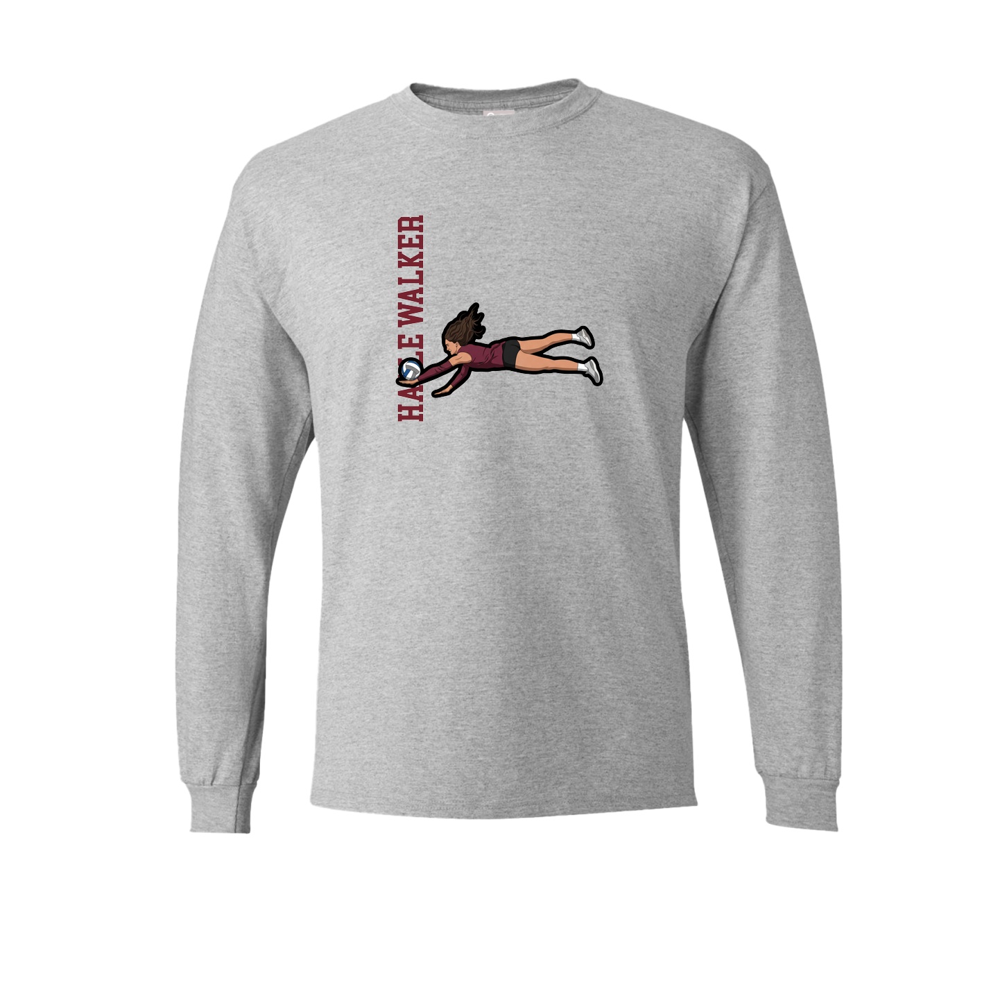 Long Sleeve Tee — Name Vertical in Grey
