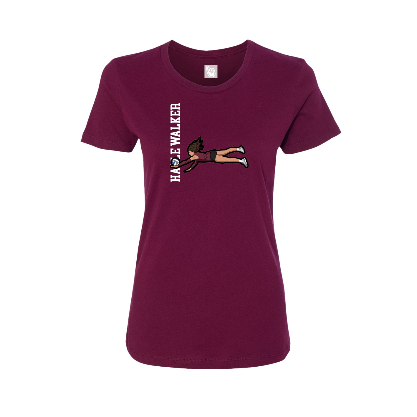 Fitted Women's Tee — Name Vertical in Maroon