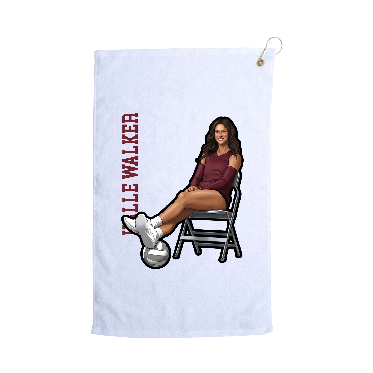 Golf Towel — Name Vertical in White