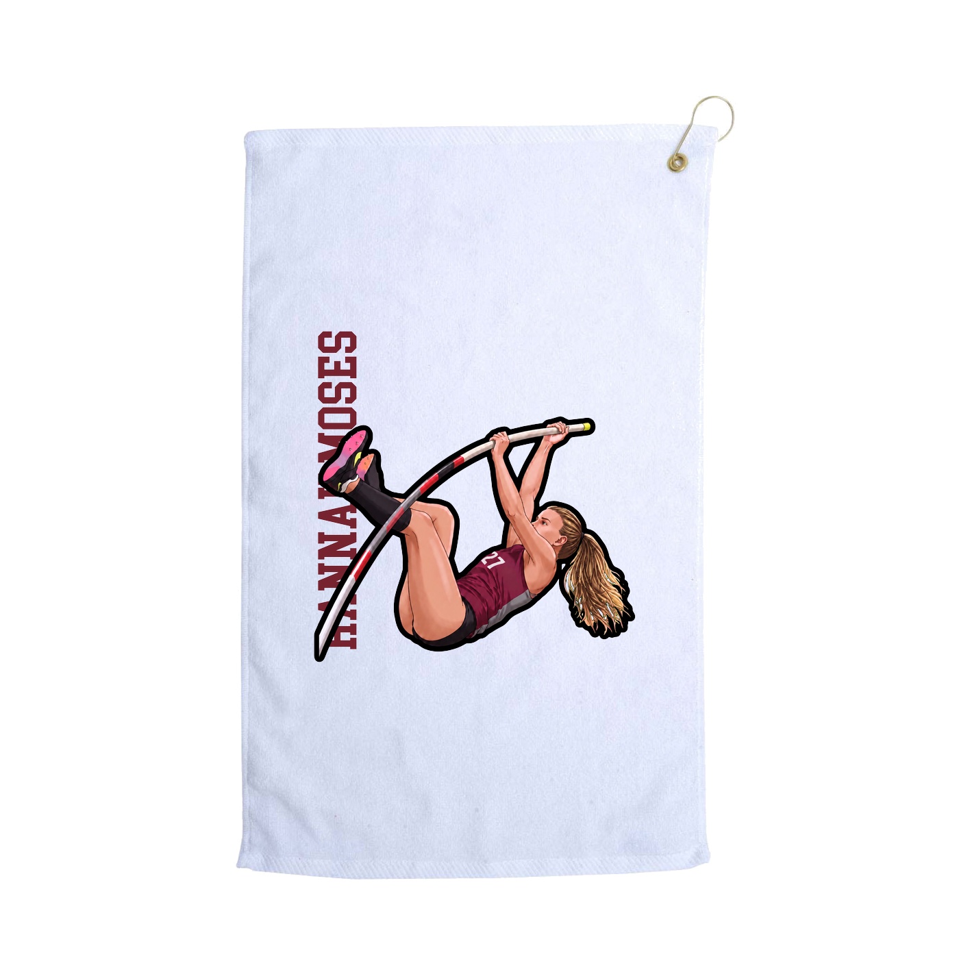 Golf Towel — Name Vertical in White