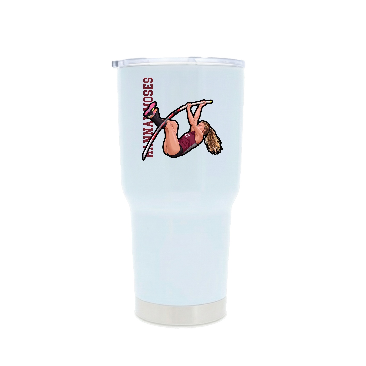 30oz Stainless Steel Tumbler — Name Vertical in White