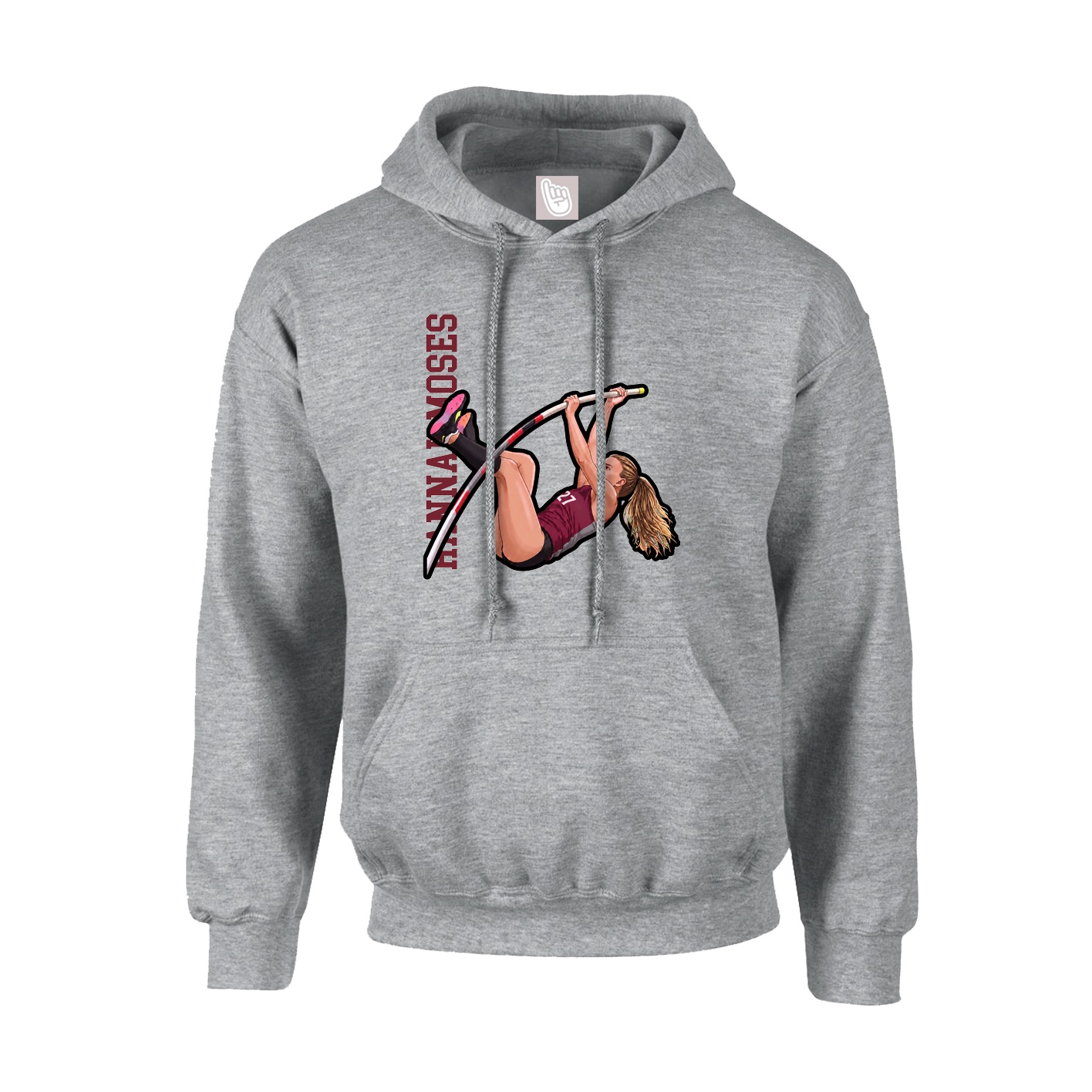 Hoodie — Name Vertical in Grey